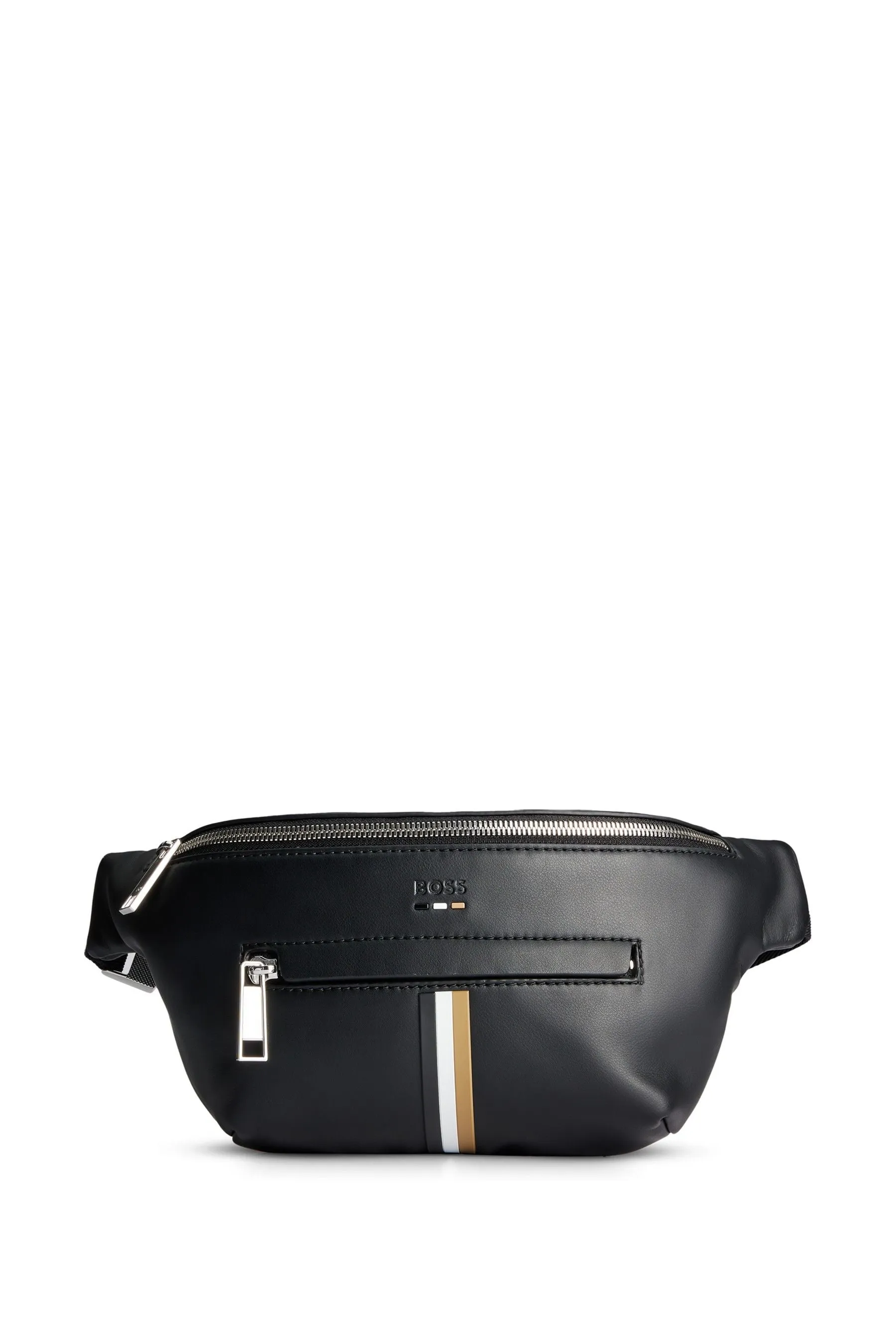 BOSS - Borsa con cintura in pelle sintetica e Signature A righe