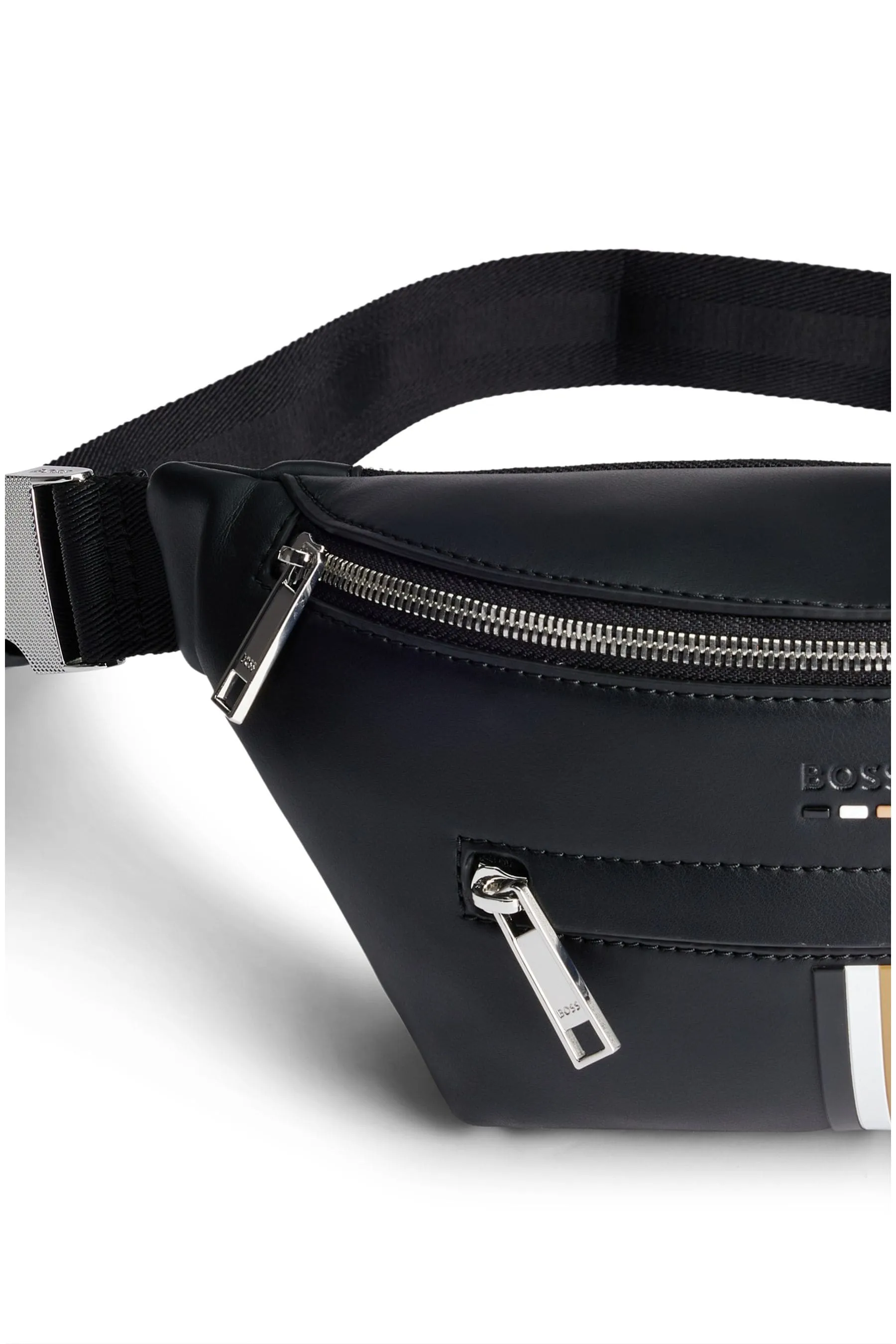 BOSS - Borsa con cintura in pelle sintetica e Signature A righe