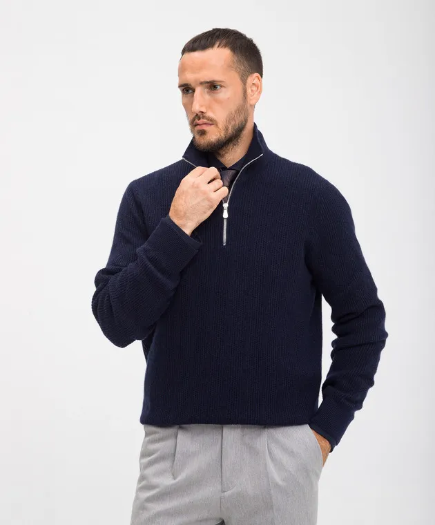 Brunello Cucinelli Maglione in cashmere blu M22202504