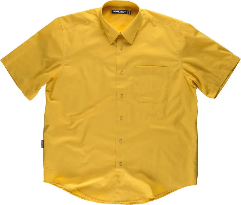 Camicia a maniche corte con una borsa sul petto Giallo