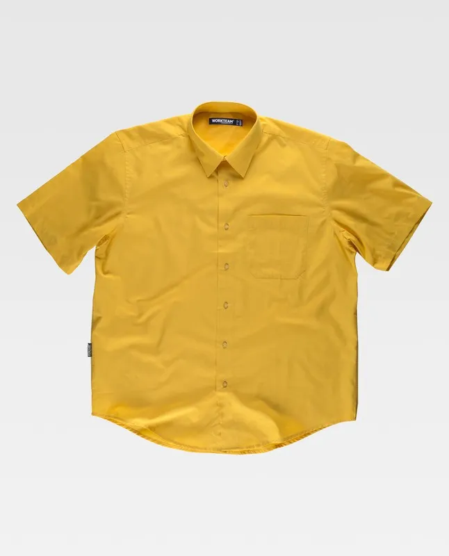 Camicia a maniche corte con una borsa sul petto Giallo
