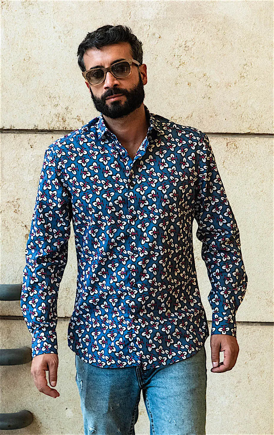 Camicia Fashion fantasia design trifoglio cotone
