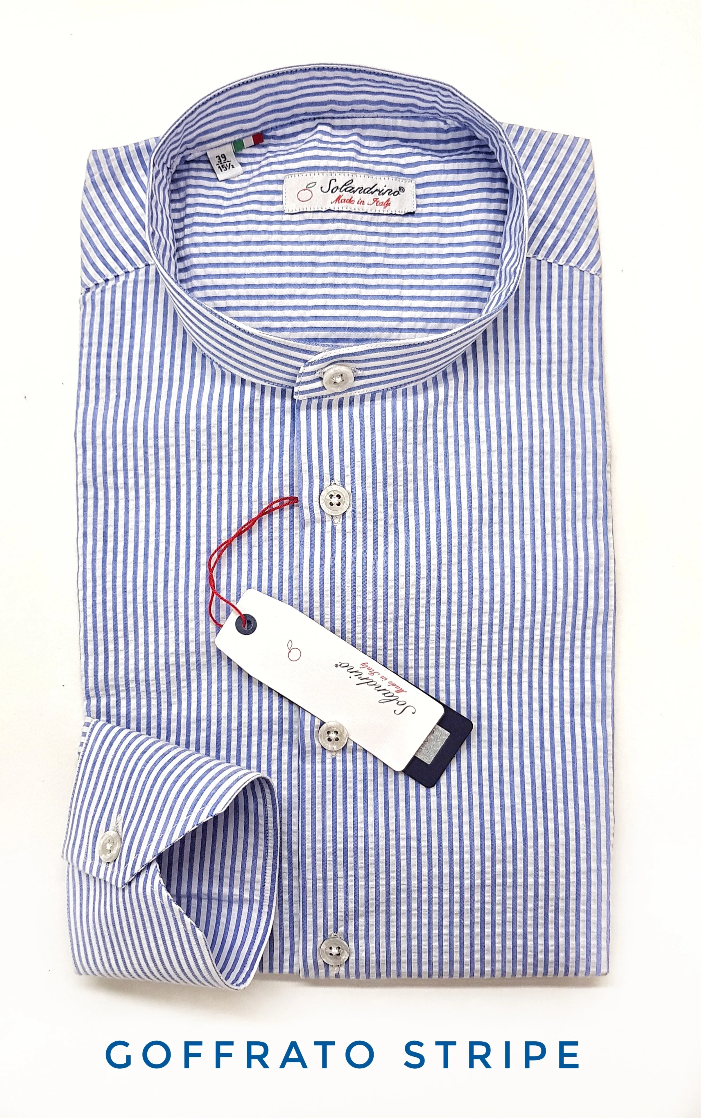 Camicia Uomo guru coreano goffrato puro cotone a righe azzurre seersucker stropicciato