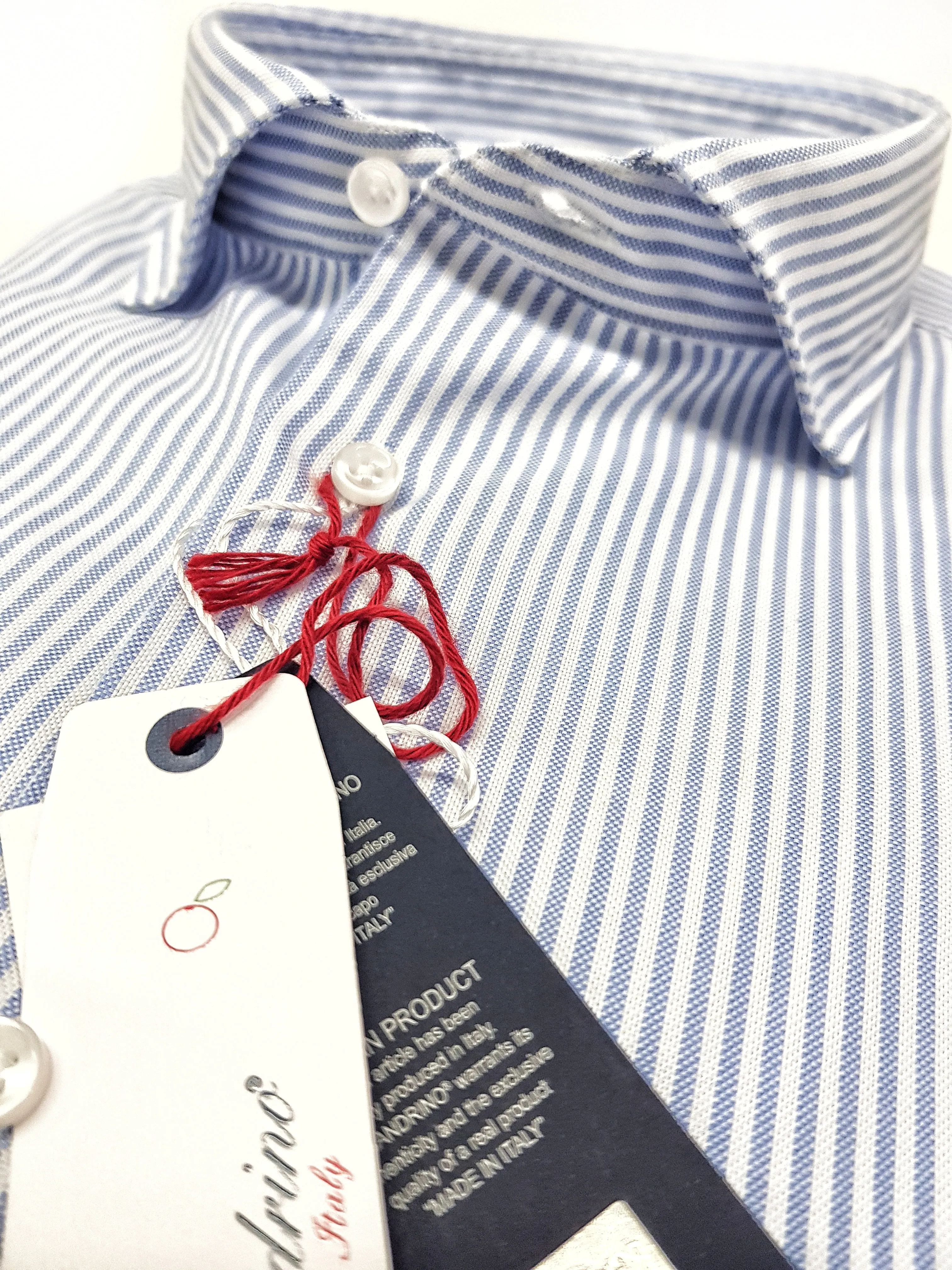 Camicia uomo rigata azzurra puro cotone panama made in italy stripe blue Panama