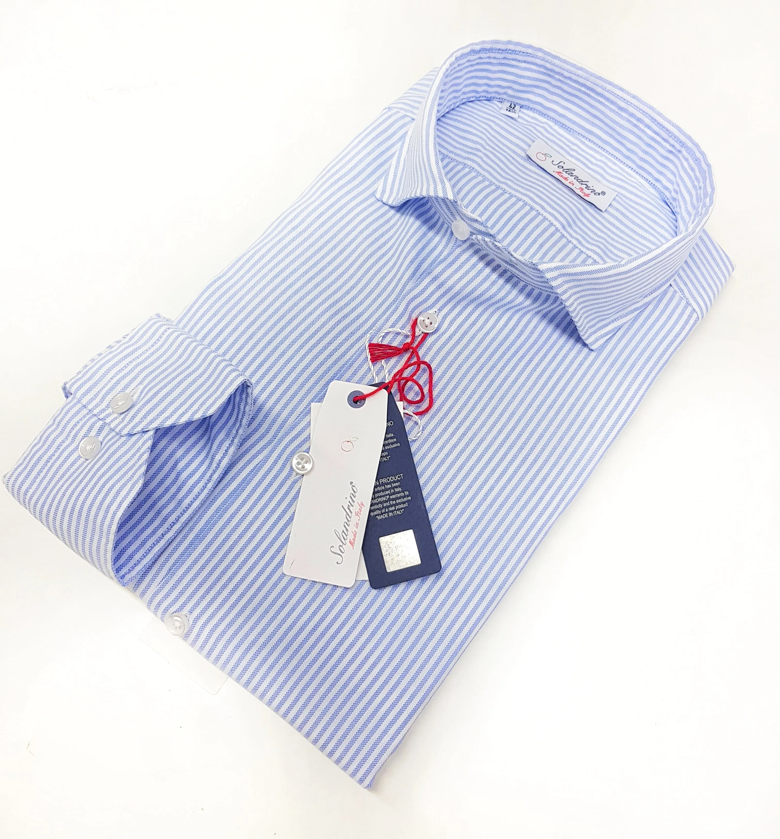 Camicia uomo rigata azzurra puro cotone panama made in italy stripe blue Panama