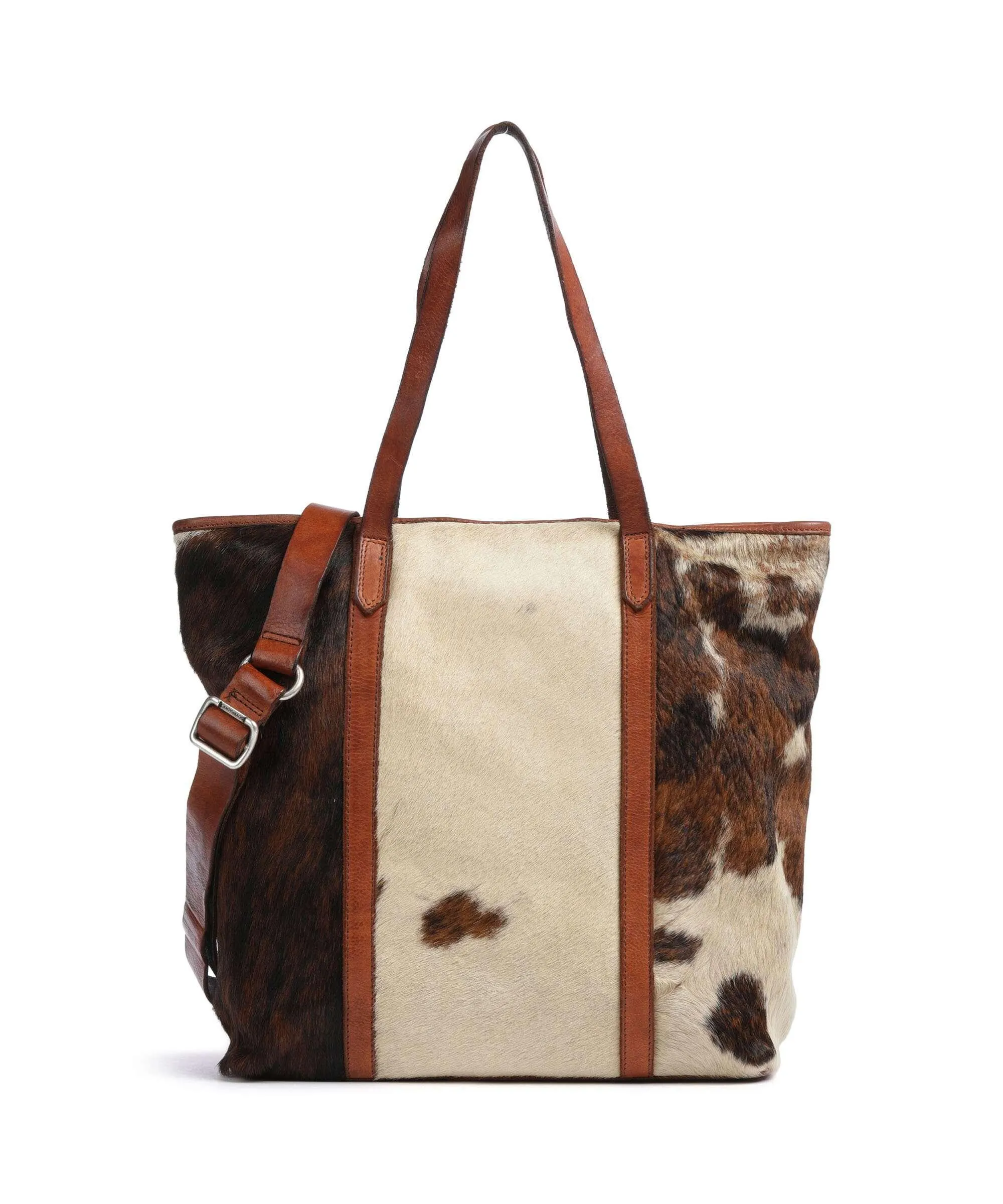  Campomaggi Borsa shopper pelliccia, pelle di vacchetta grana cognac  