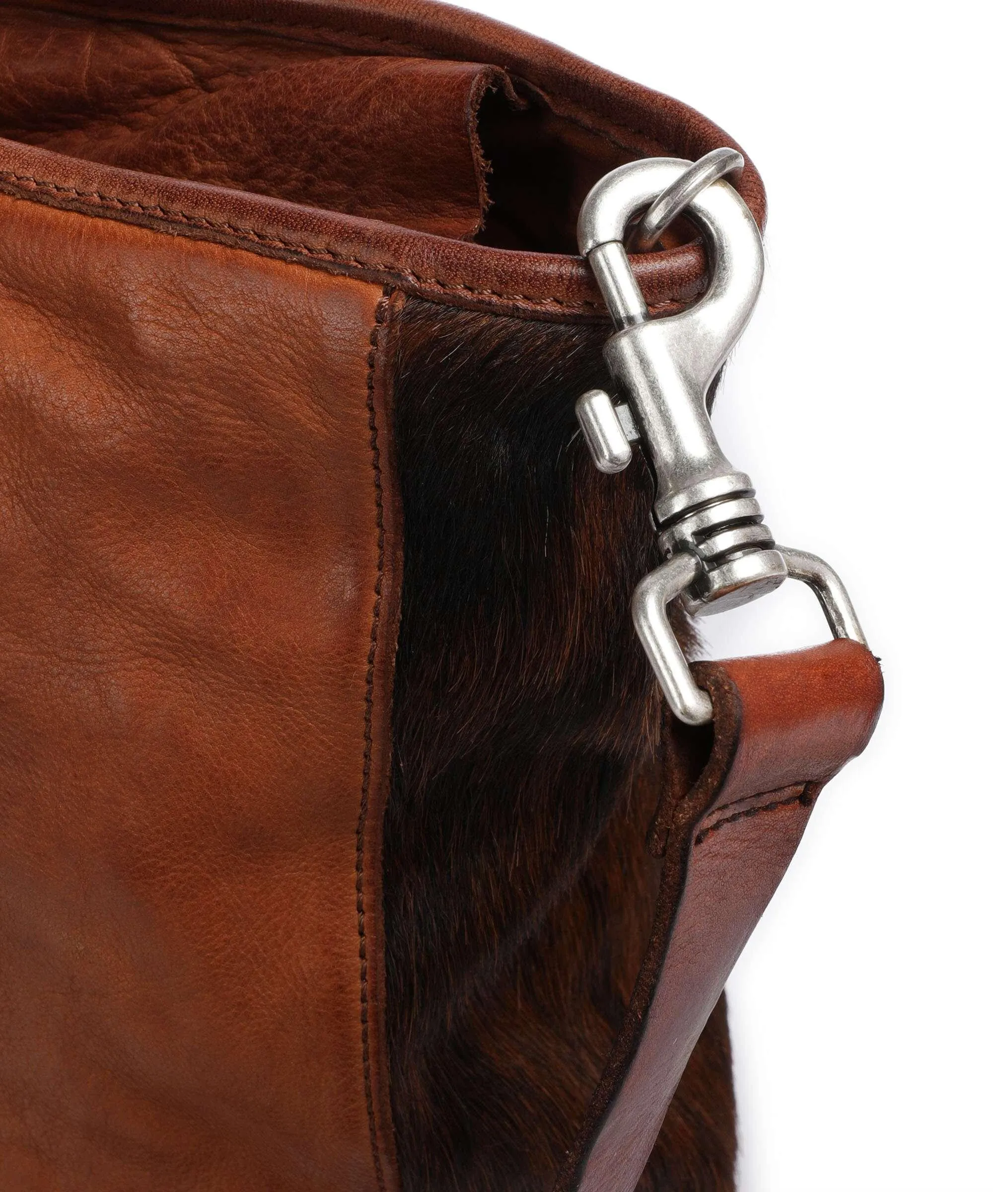  Campomaggi Borsa shopper pelliccia, pelle di vacchetta grana cognac  