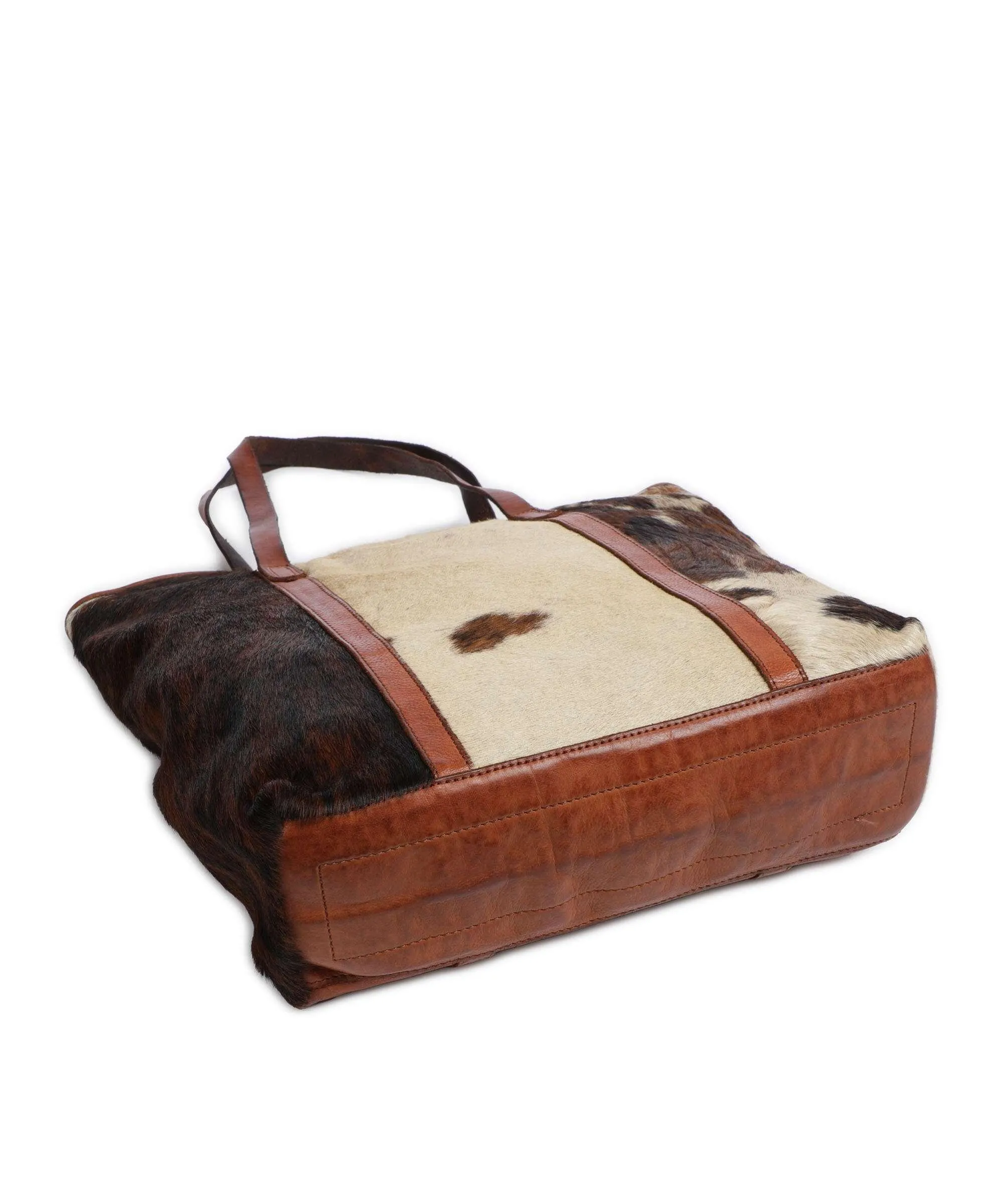  Campomaggi Borsa shopper pelliccia, pelle di vacchetta grana cognac  