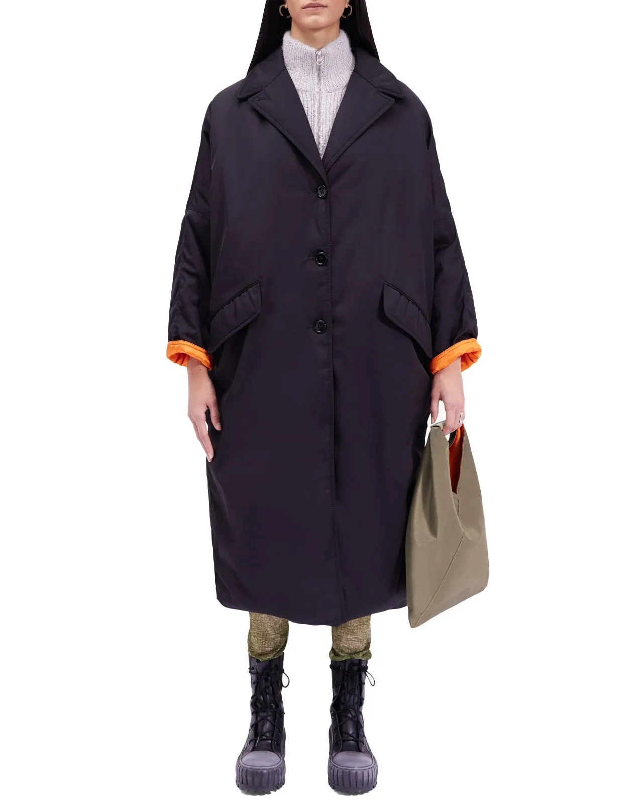 Cappotto imbottito oversize nero