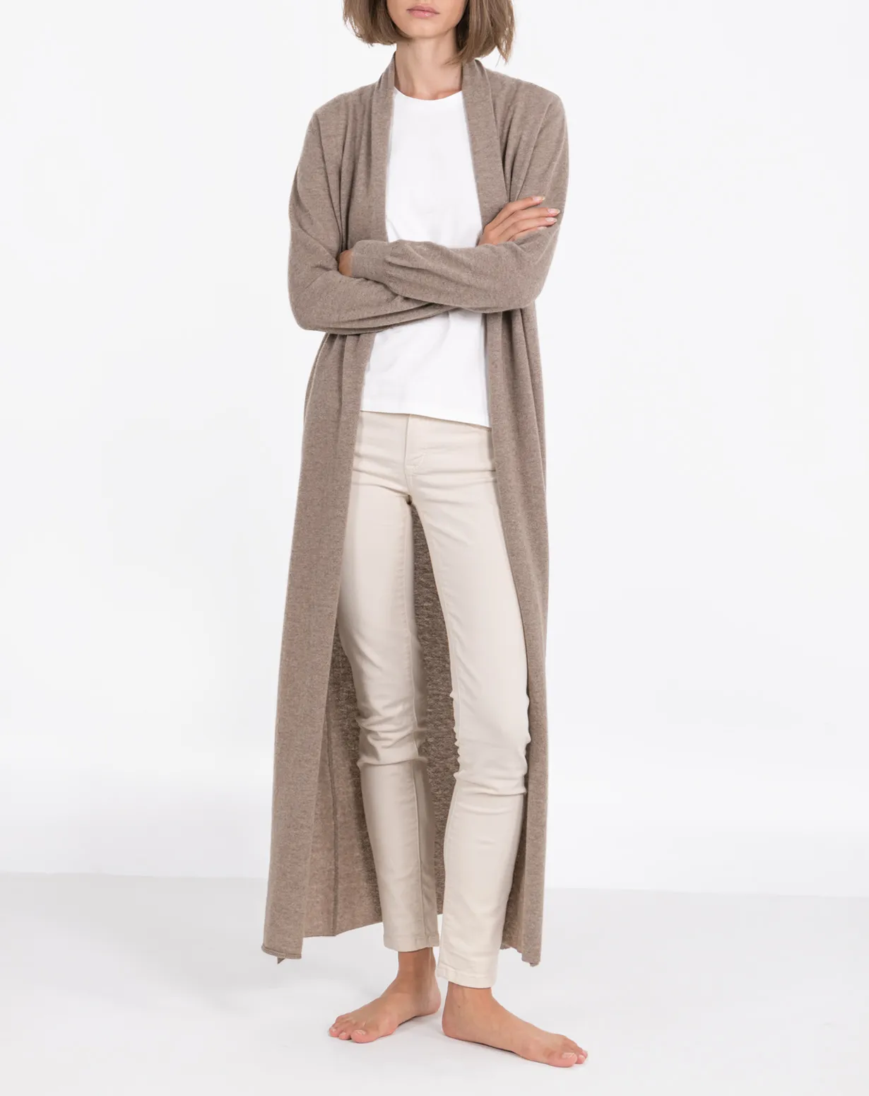 Cardigan Lungo Aperto Cashmere Fine