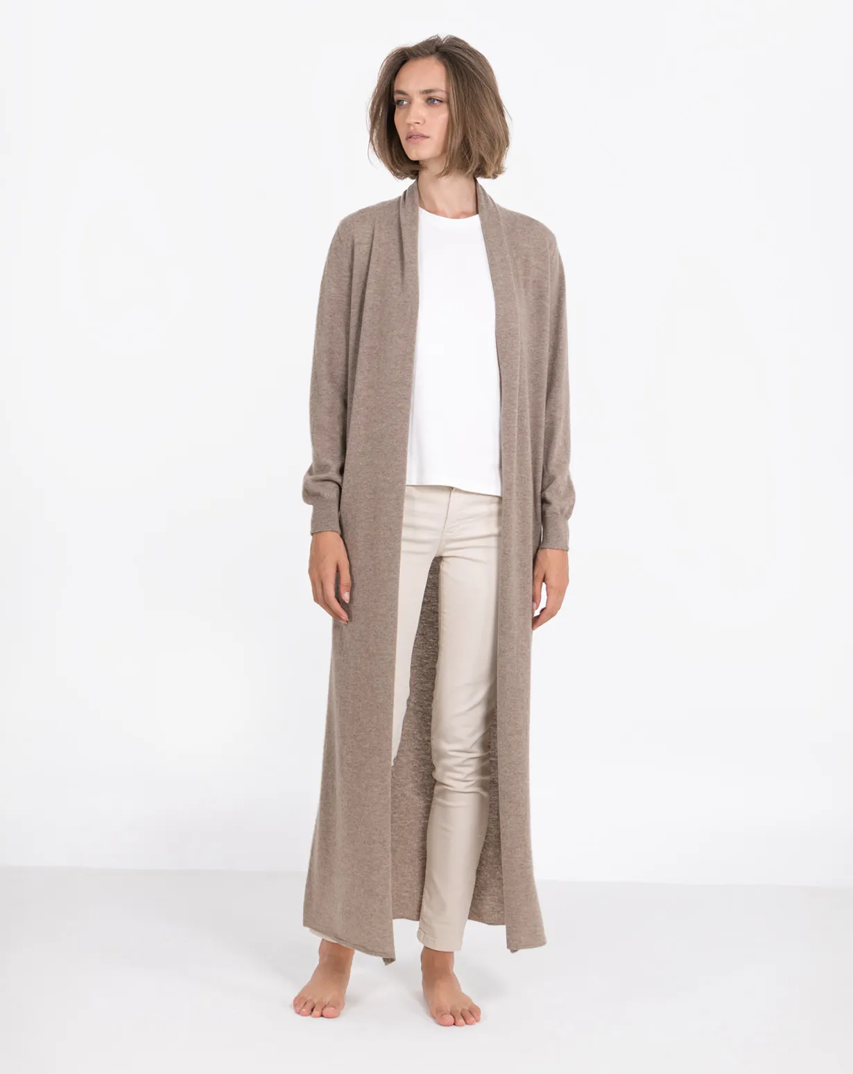 Cardigan Lungo Aperto Cashmere Fine