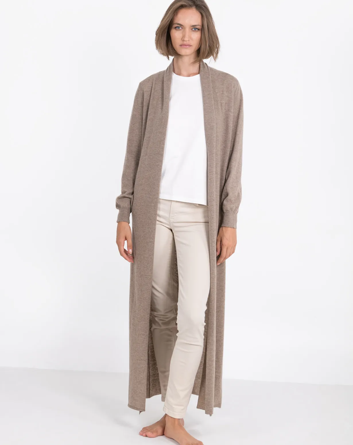 Cardigan Lungo Aperto Cashmere Fine