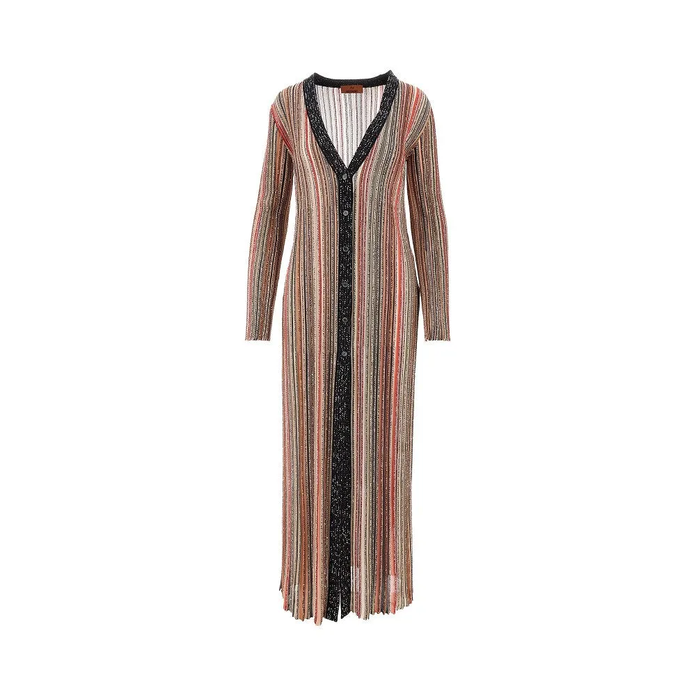 Cardigan lungo in maglia lurex