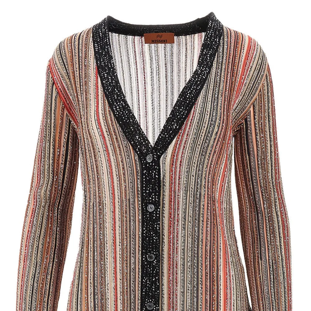 Cardigan lungo in maglia lurex