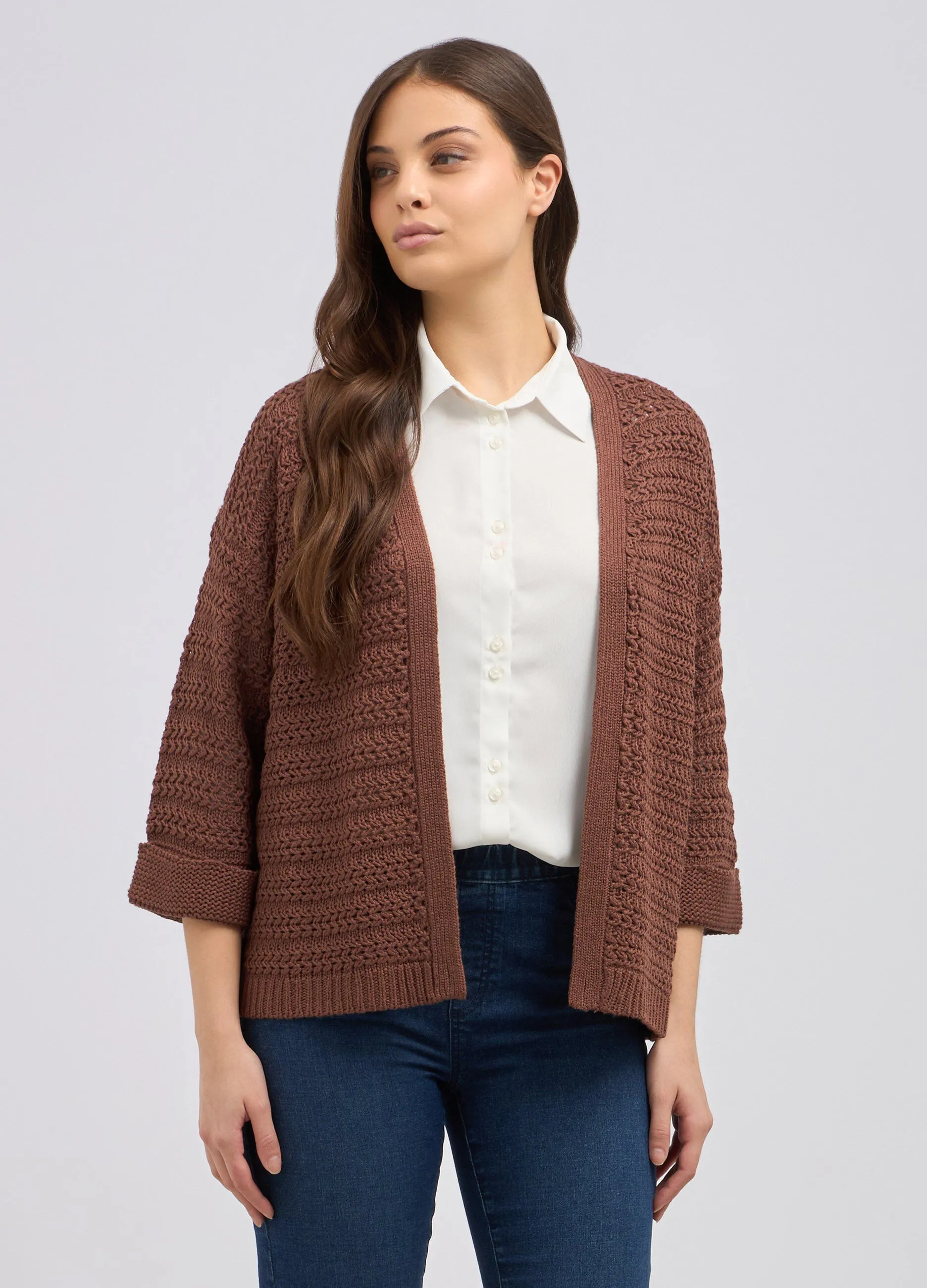 Cardigan tricot aperto donna