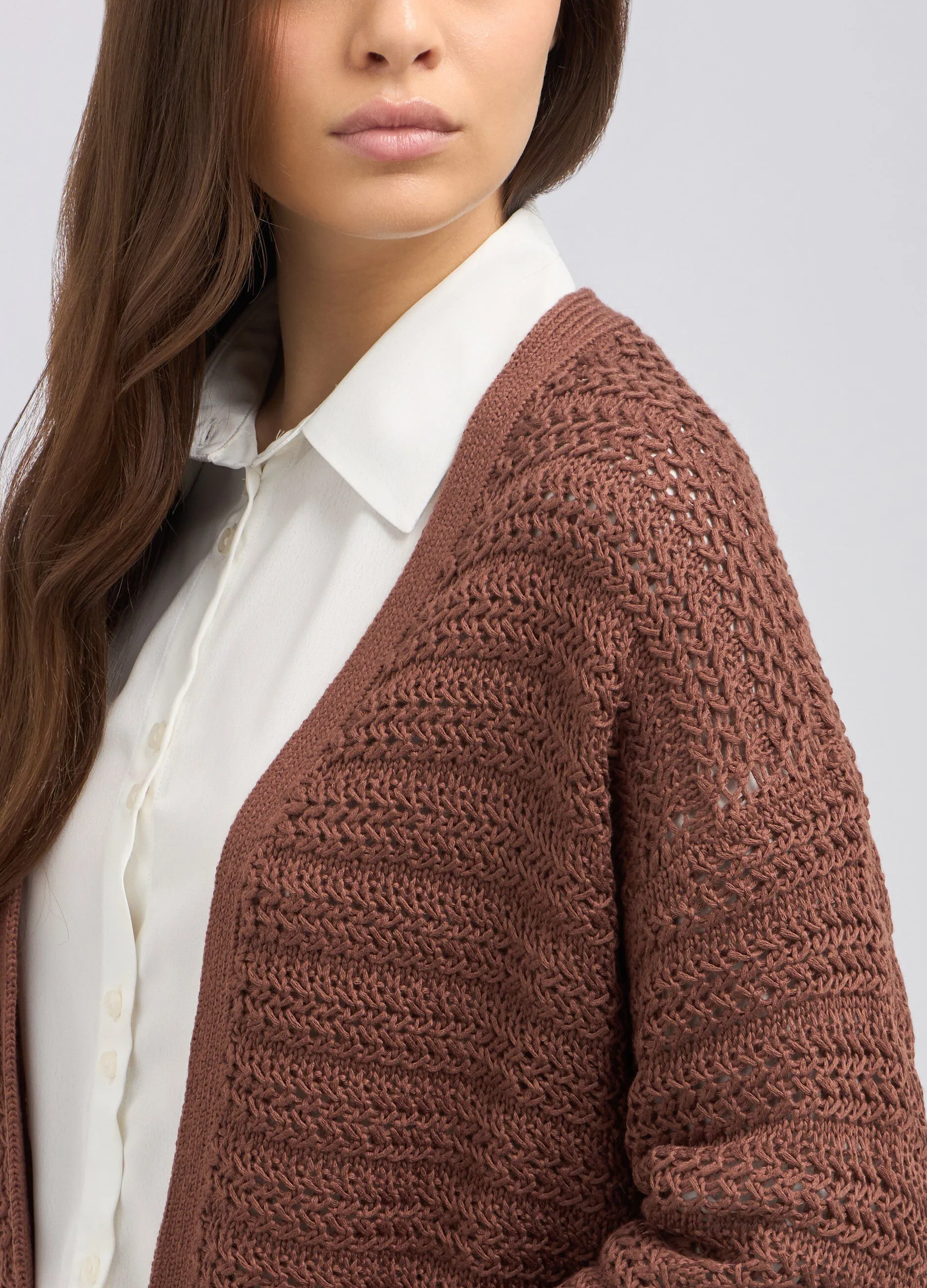 Cardigan tricot aperto donna
