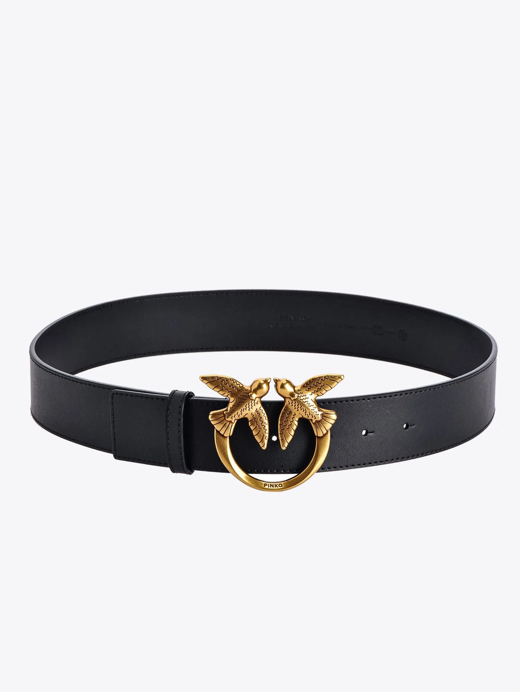 Cintura in Pelle con Fibbia Oro Nero