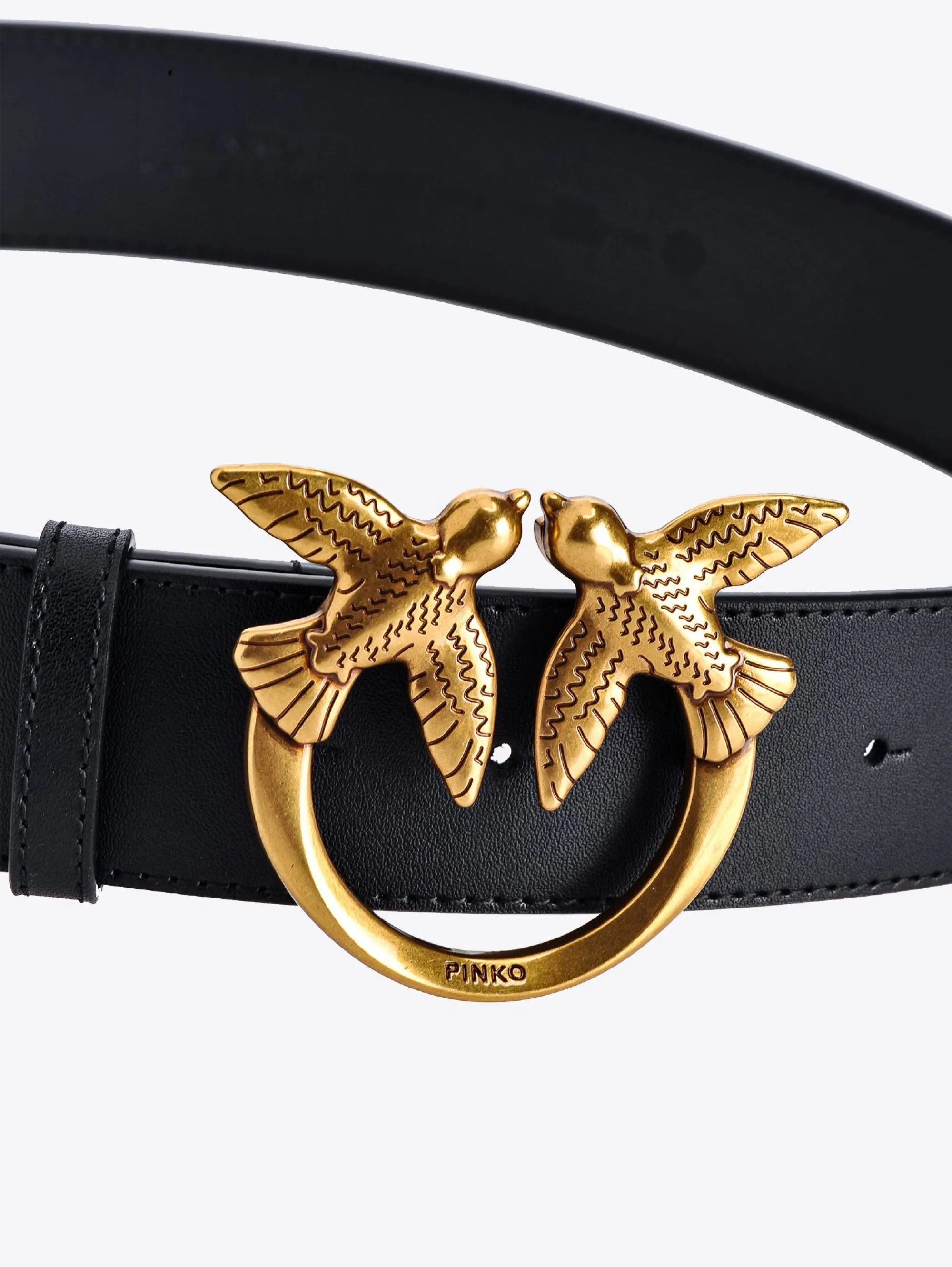 Cintura in Pelle con Fibbia Oro Nero