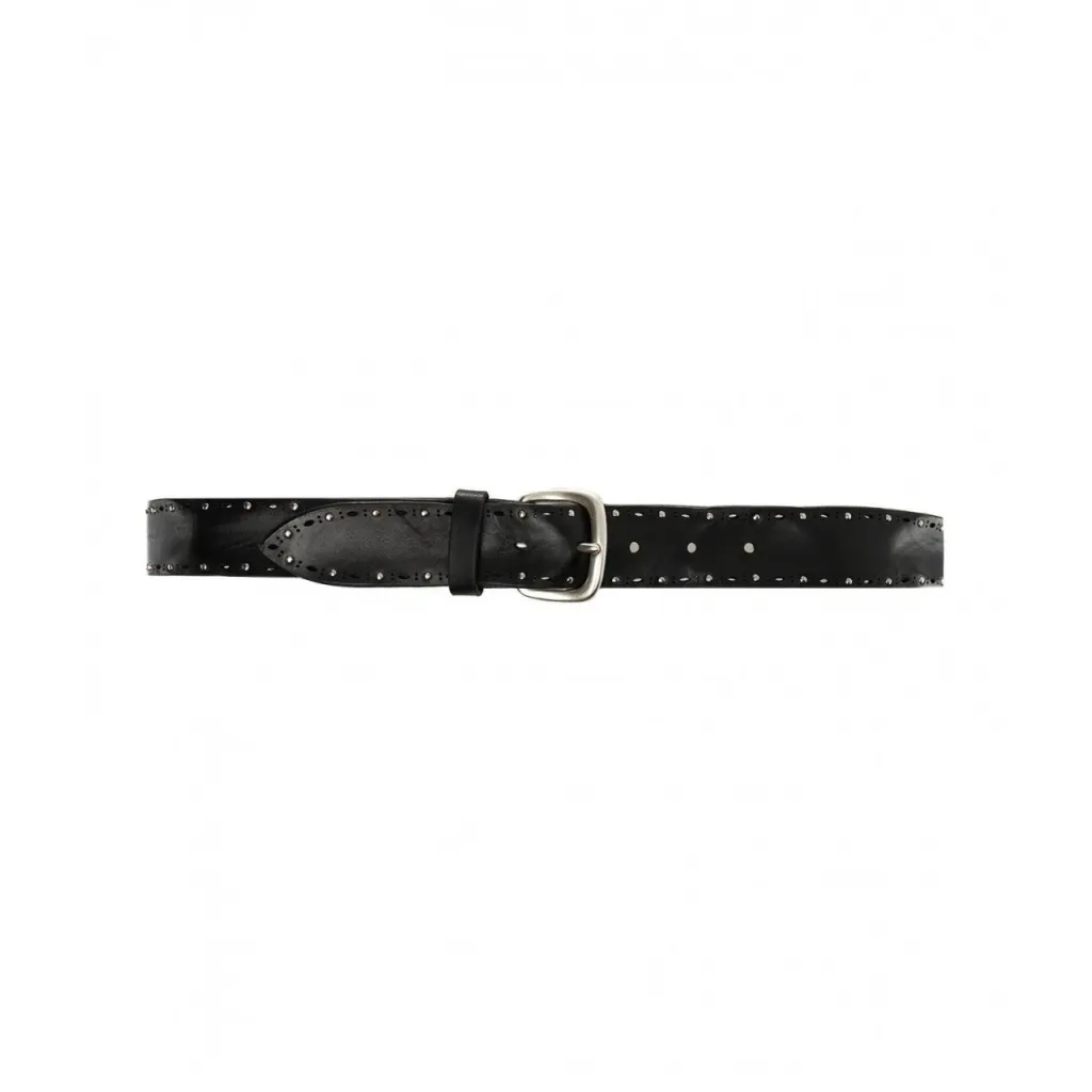 Cintura in pelle con rivetti nero
