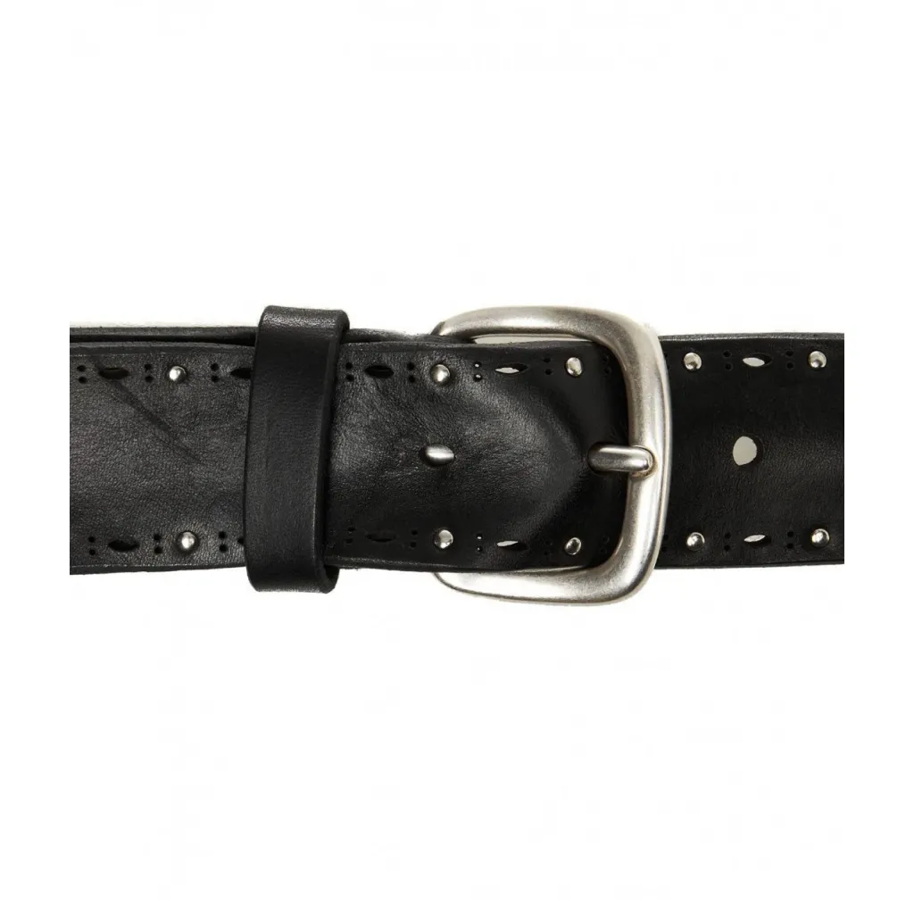 Cintura in pelle con rivetti nero