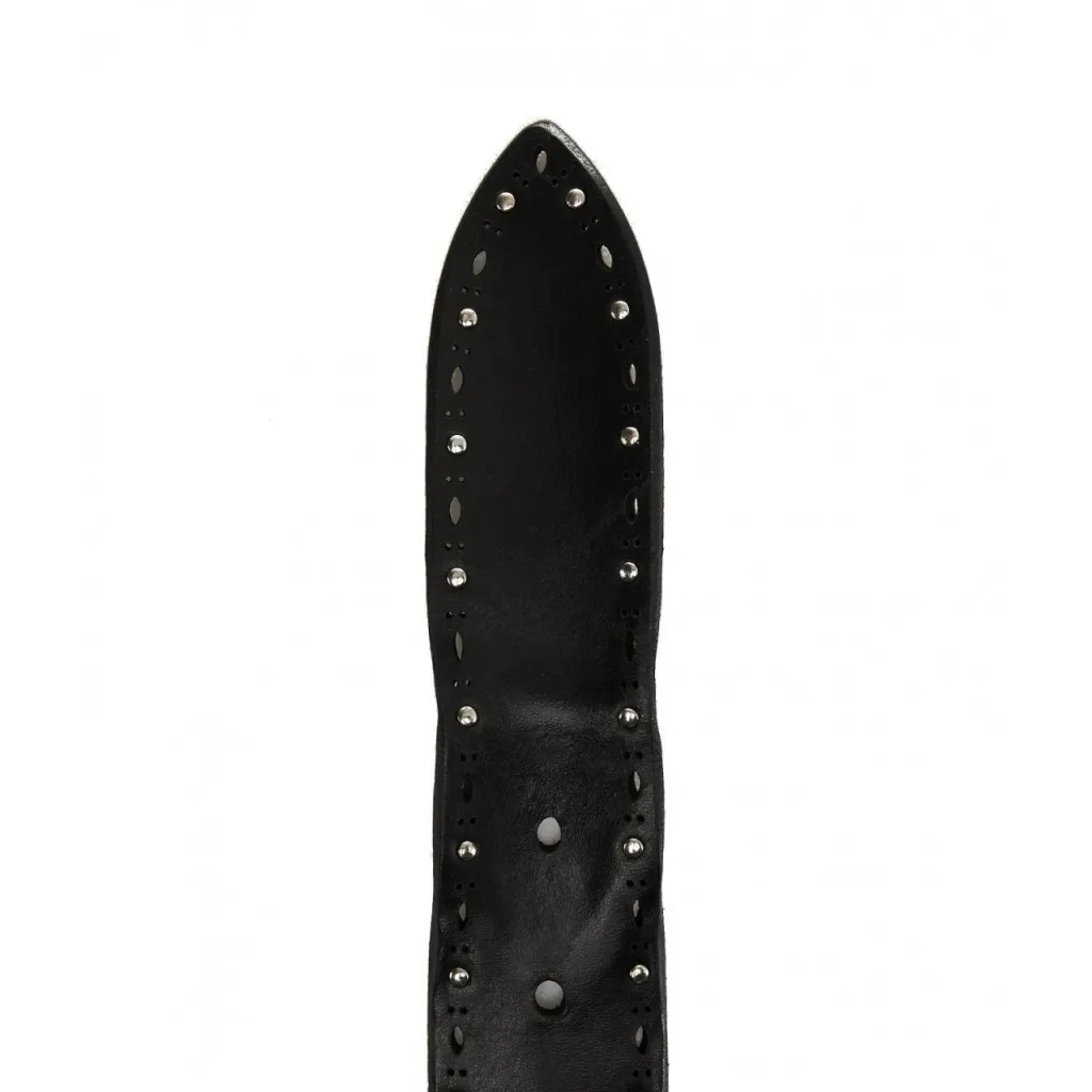 Cintura in pelle con rivetti nero