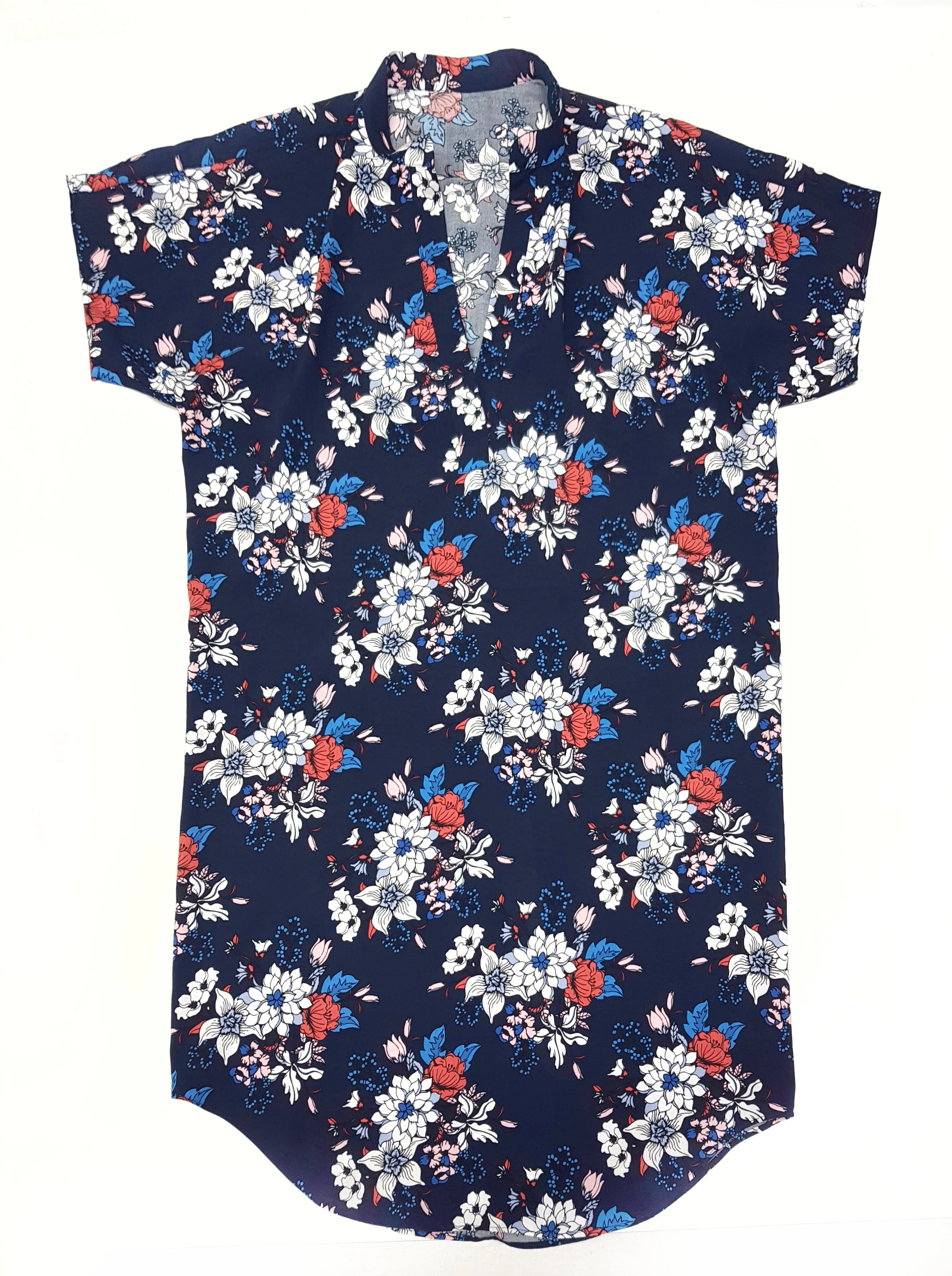 Copricostume Abito Camicia  Caftano donna fantasia viscosa navy paisley made in italy