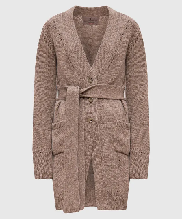 Ermanno Scervino Cardigan lungo in cashmere marrone D455N317TFQ