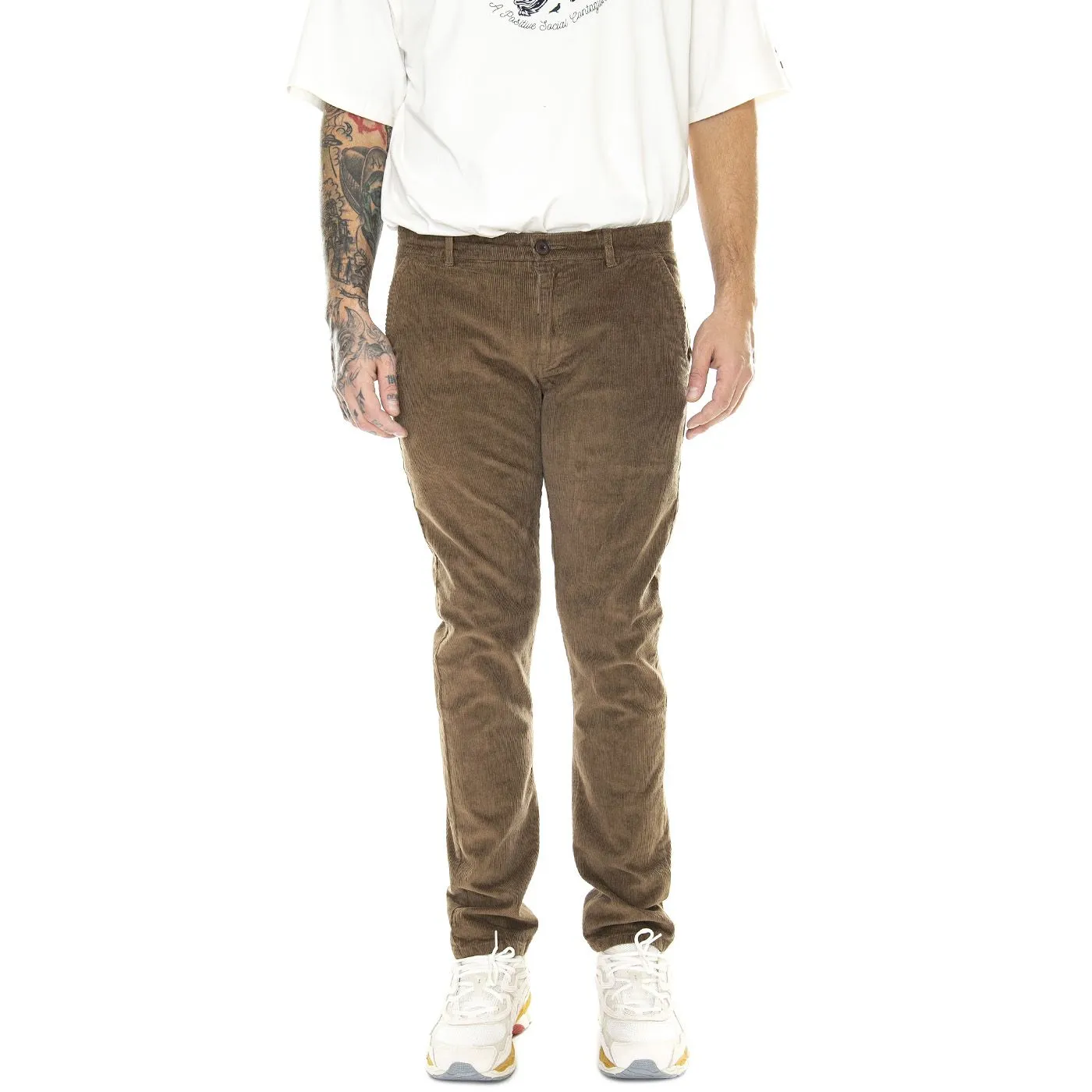 Farah Elm Stretch Corduroy Trousers In Beige - Pantaloni in Velluto Uomo Beige    