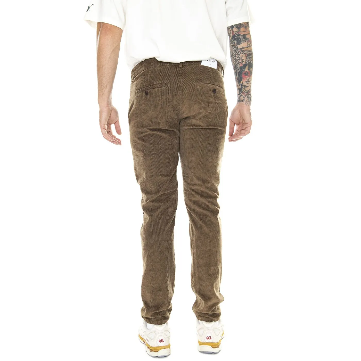 Farah Elm Stretch Corduroy Trousers In Beige - Pantaloni in Velluto Uomo Beige    