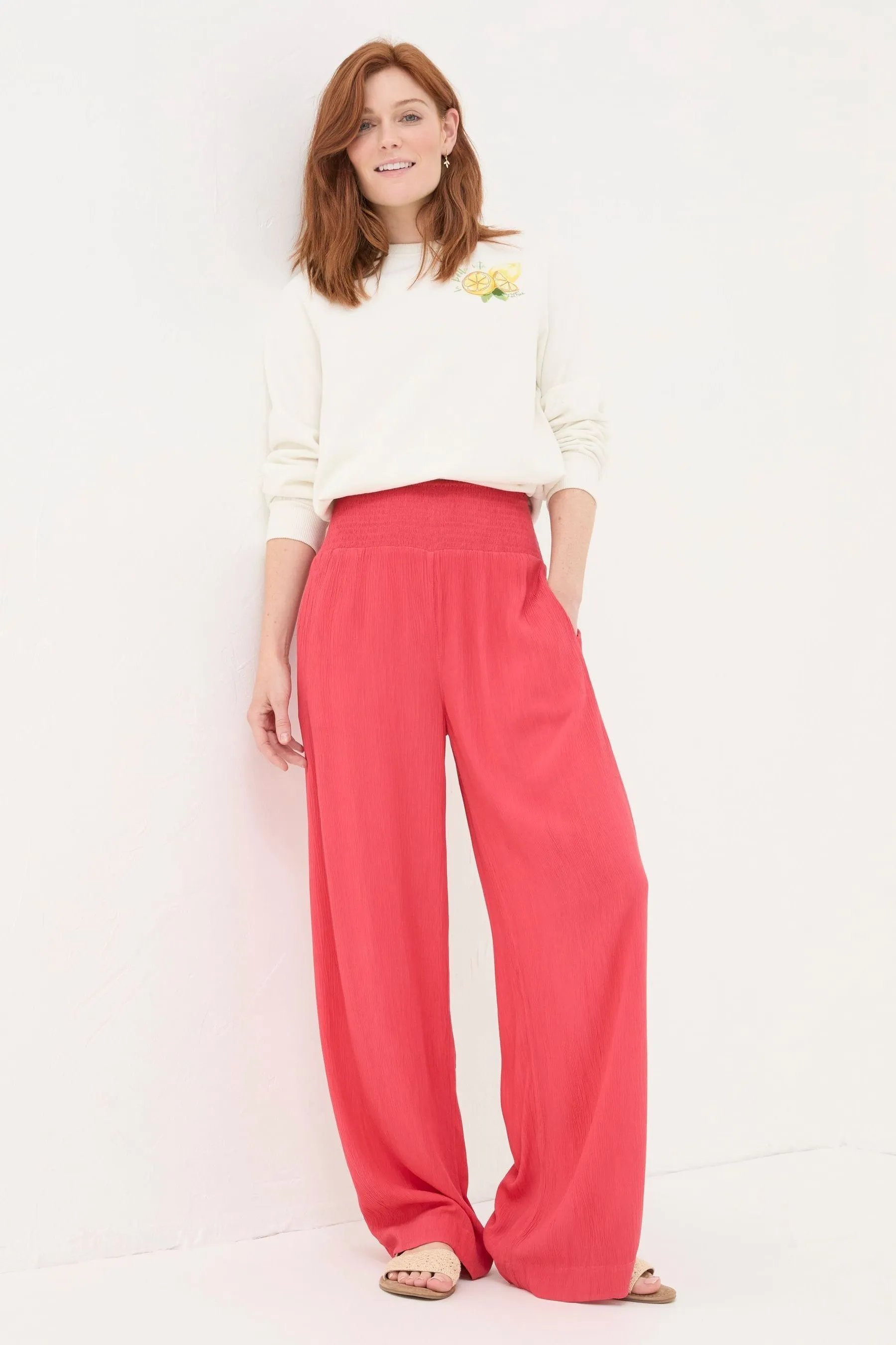 FatFace - Arricciature - Pantaloni a palazzo con fondo ampio    