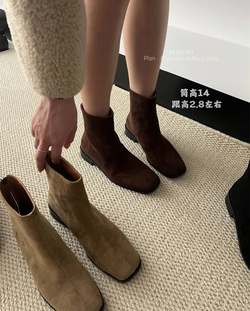 French Retro Ankle Boots Suede Short Boots For Women Autumn And Winter New Style High-end  Style Small Short Boots For W