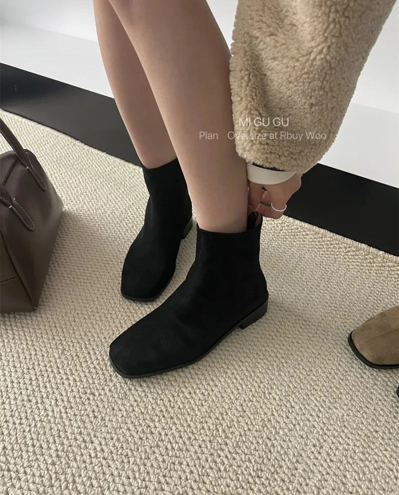 French Retro Ankle Boots Suede Short Boots For Women Autumn And Winter New Style High-end  Style Small Short Boots For W
