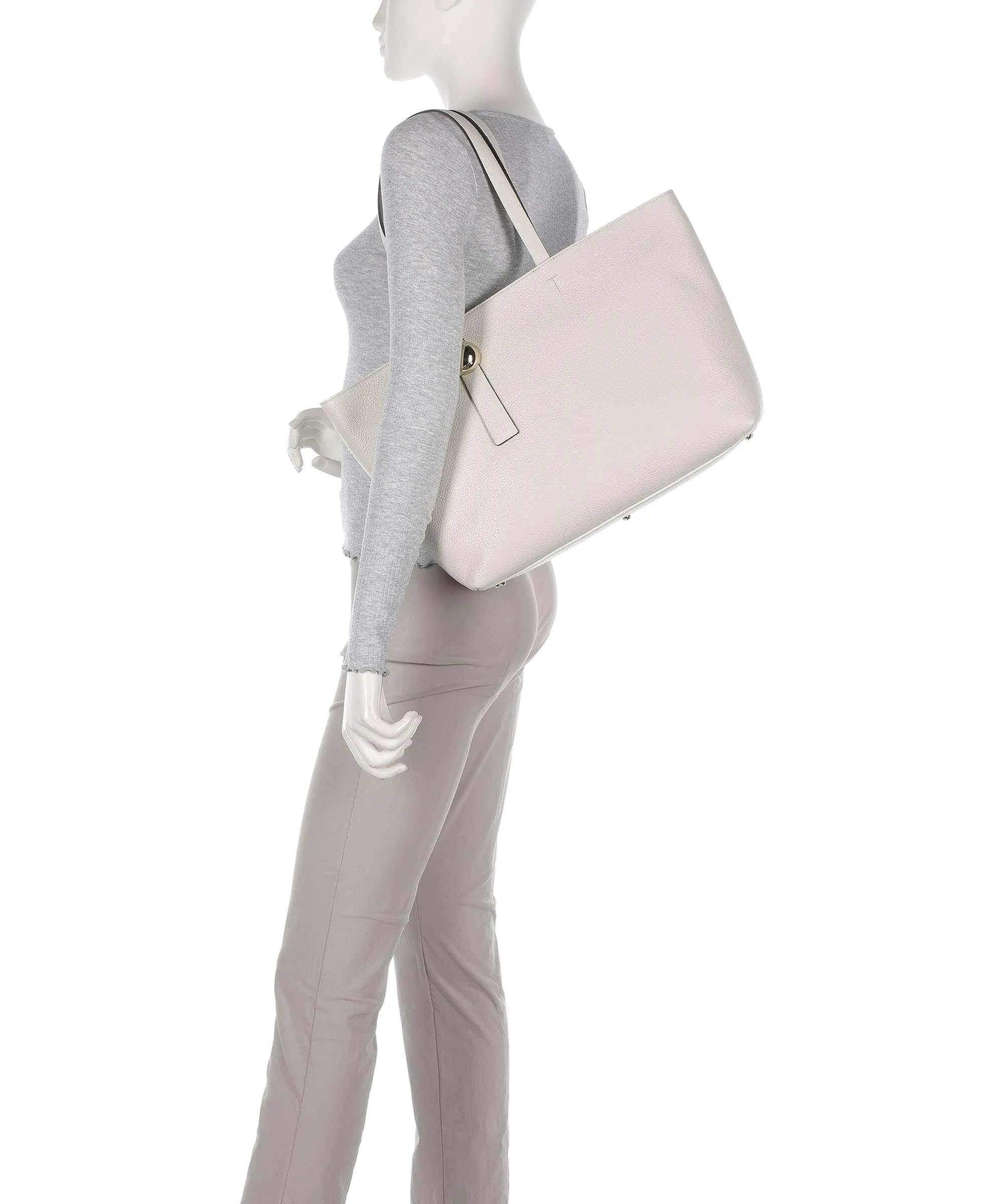  Furla Sfera L Borsa shopper pelle granulata avorio  