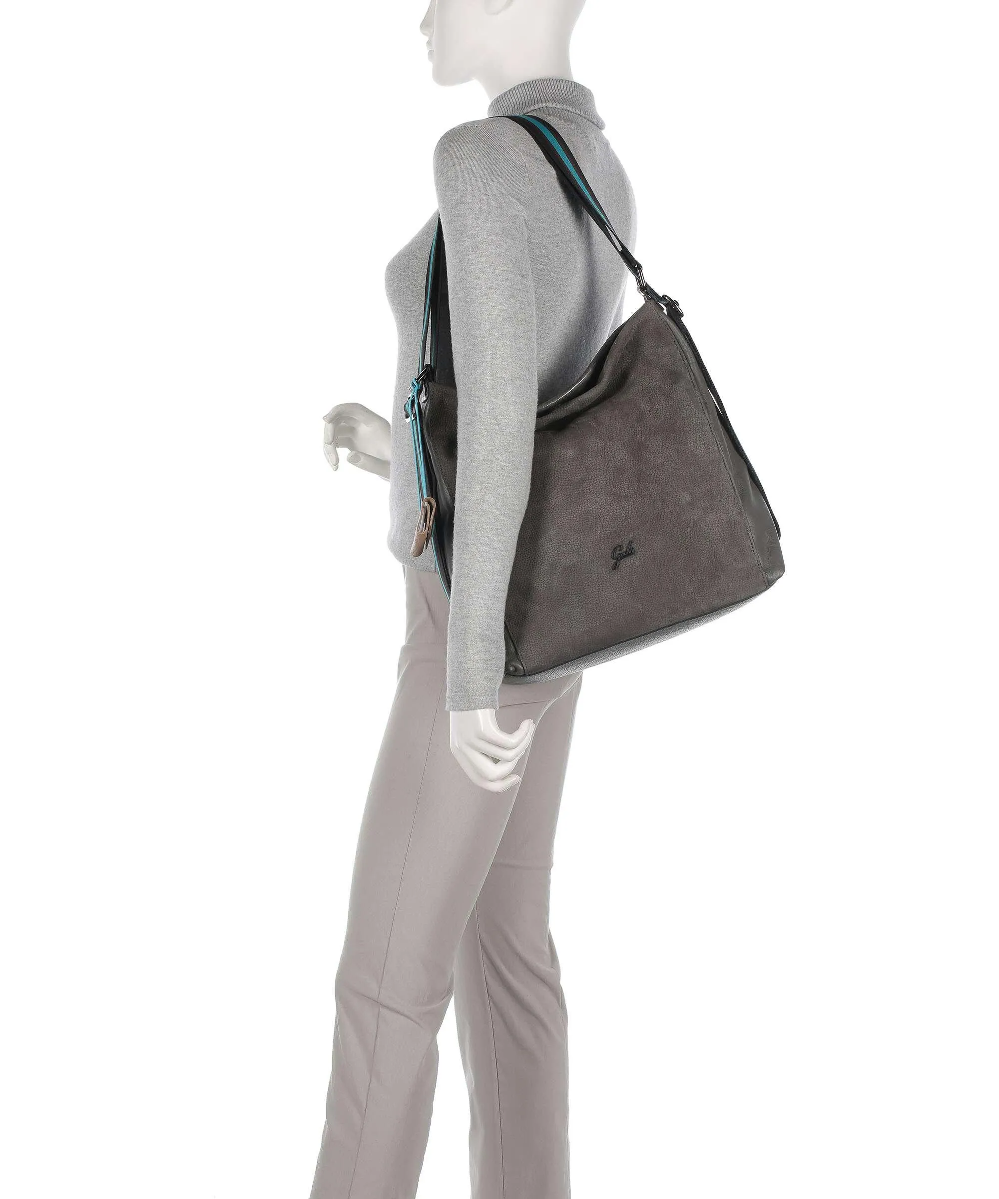  Gabs Aissa Borsa hobo pelle di vitello grana, pelle di vitello ruvida grigio  