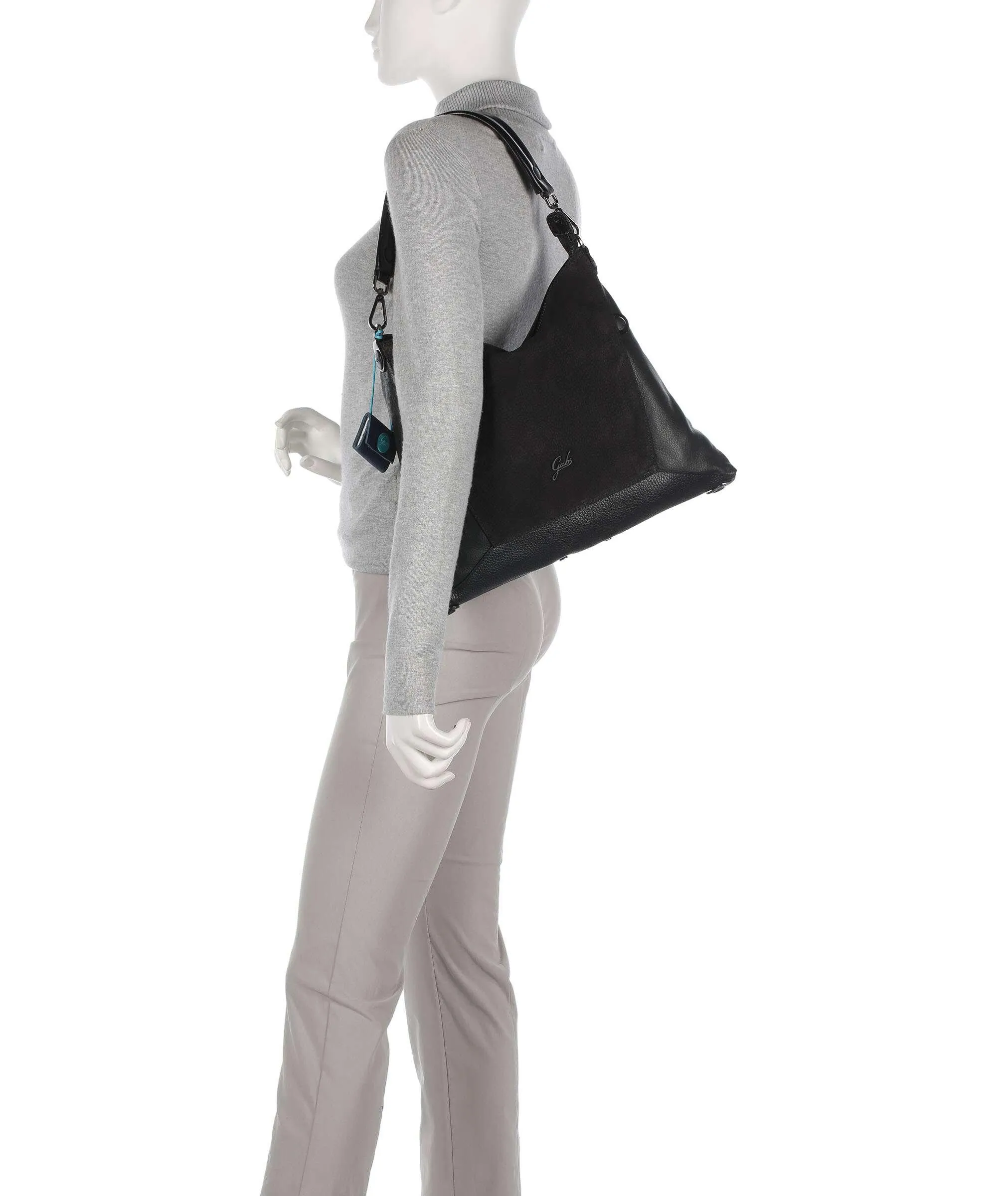 Gabs Samantha Borsa hobo pelle di vitello grana, pelle di vitello ruvida nero  