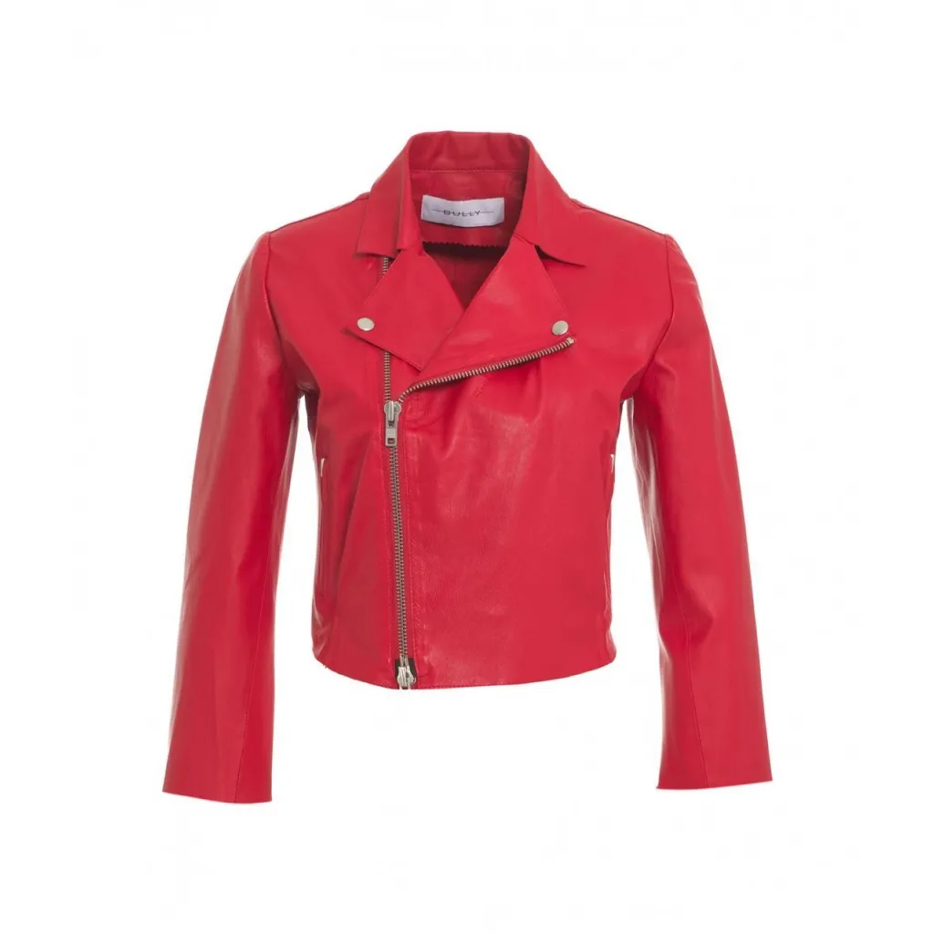 Giacca biker in pelle rosso