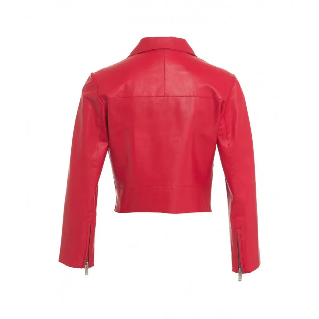 Giacca biker in pelle rosso