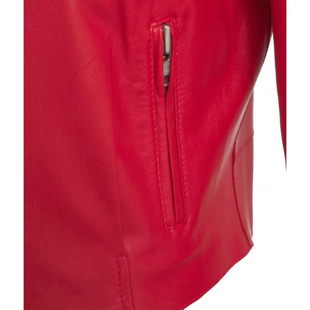 Giacca biker in pelle rosso