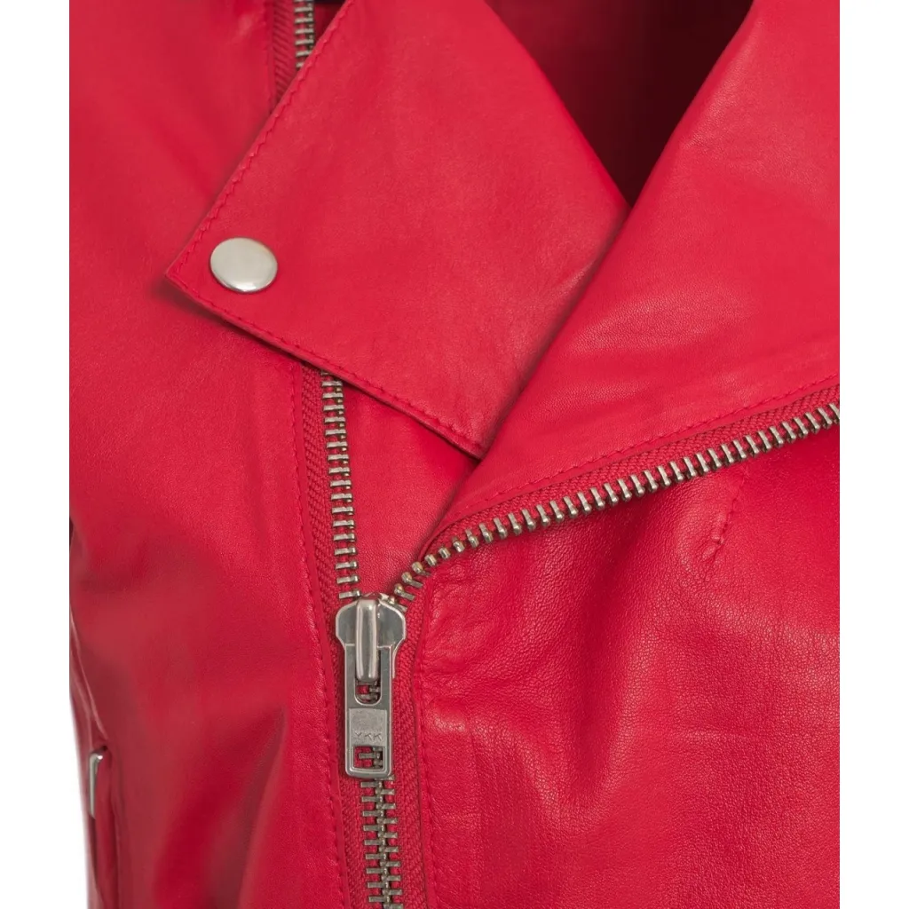Giacca biker in pelle rosso