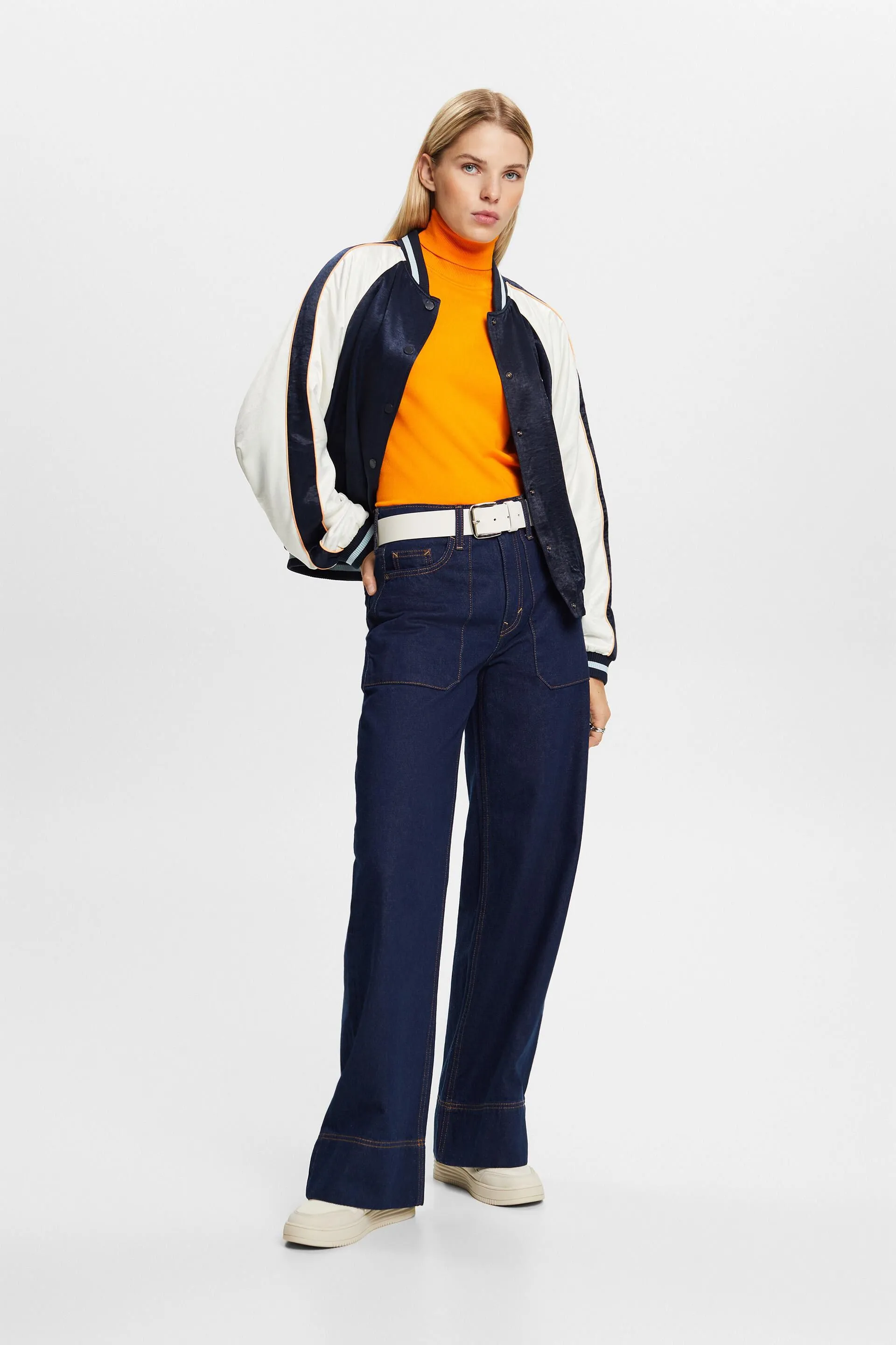 Giacca bomber in raso con logo