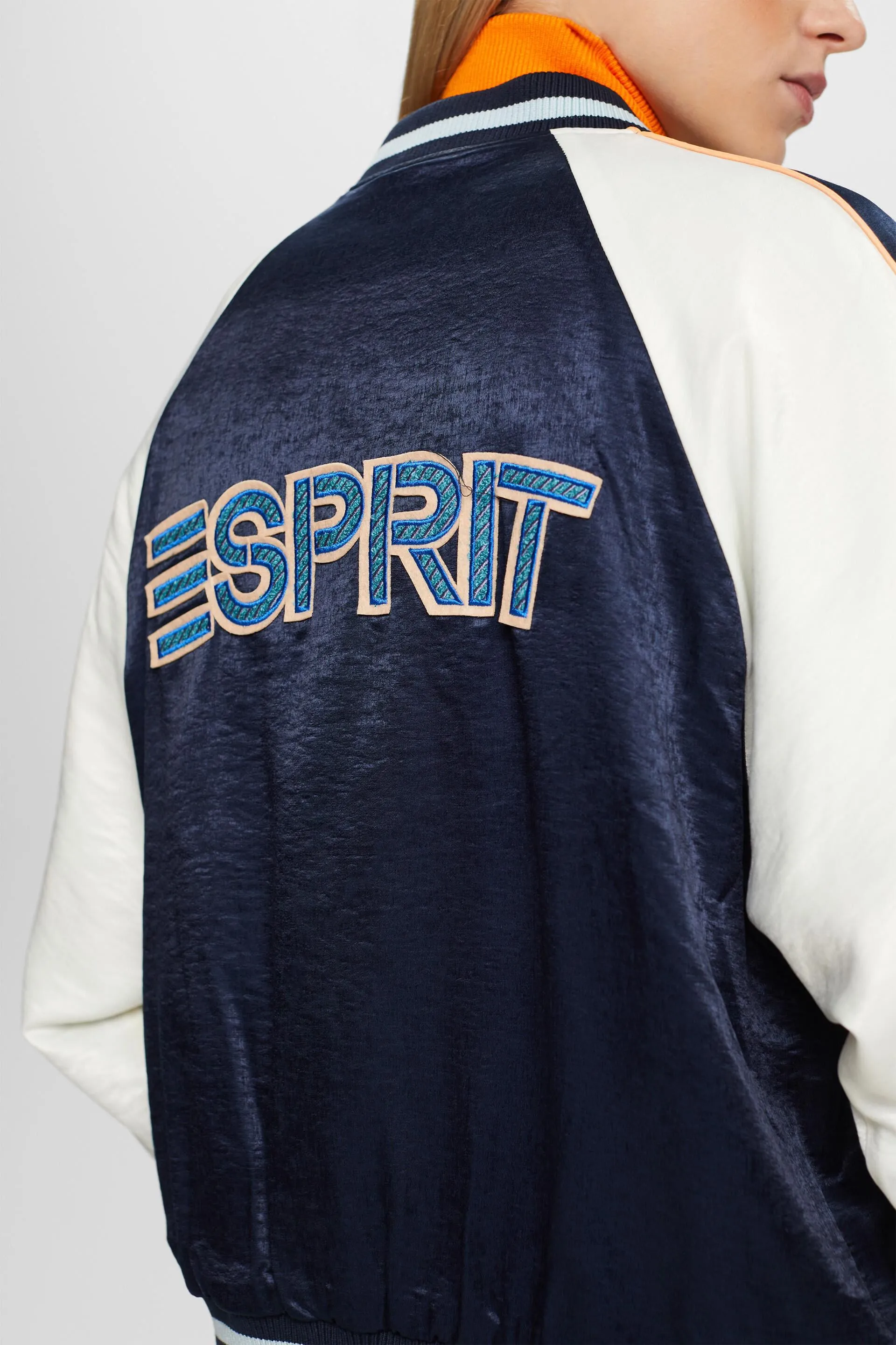 Giacca bomber in raso con logo
