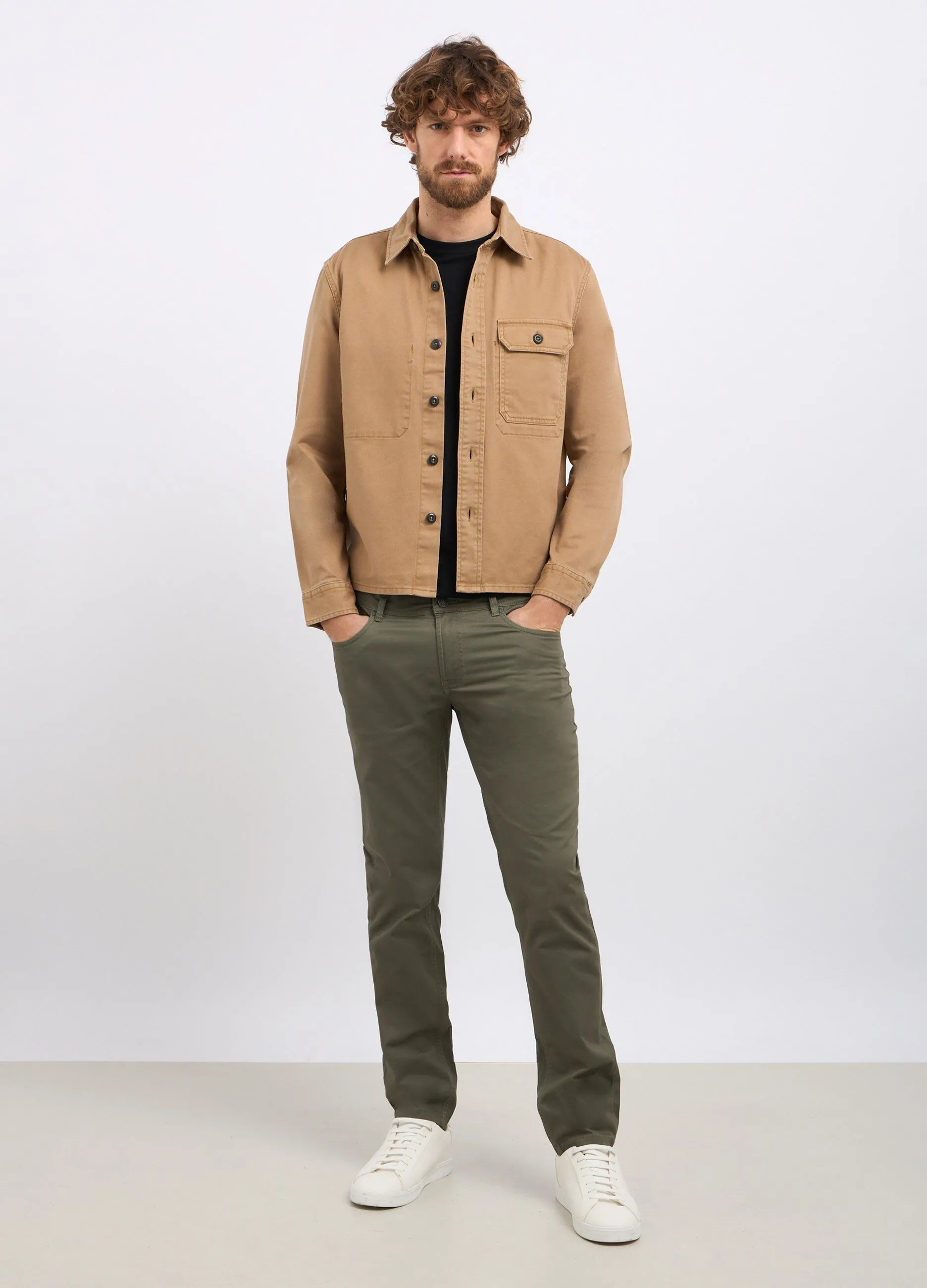 Giacca camicia in puro cotone uomo