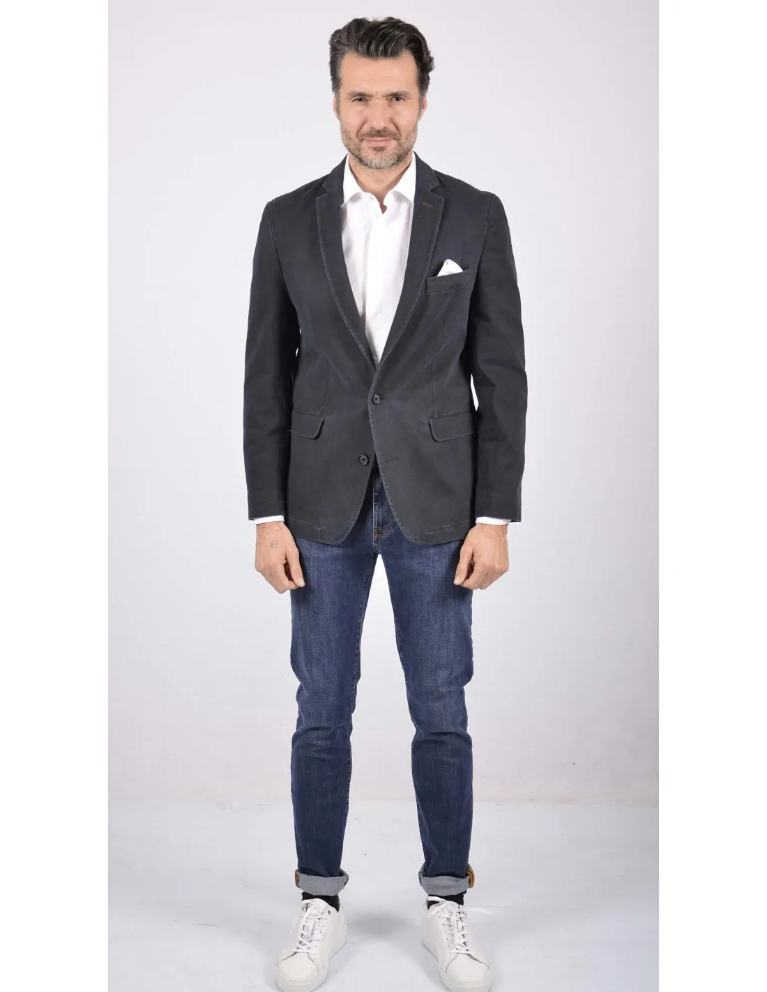 Giacca in cotone blu sportiva LM