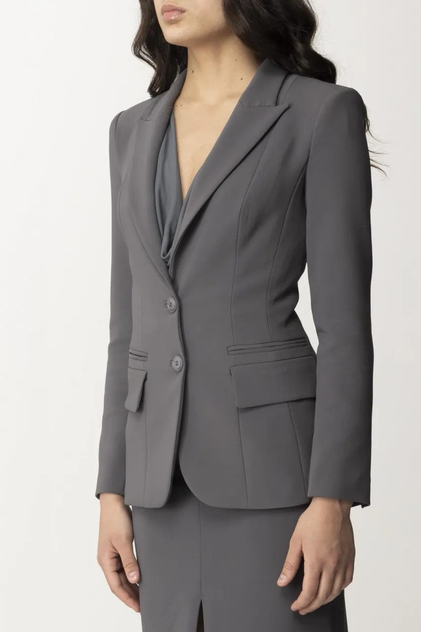 Giacca in leggero crepe stretch PIOMBO