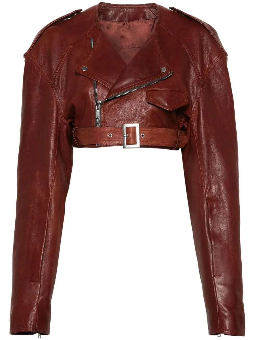Giacca Micro Biker crop in marrone - donna