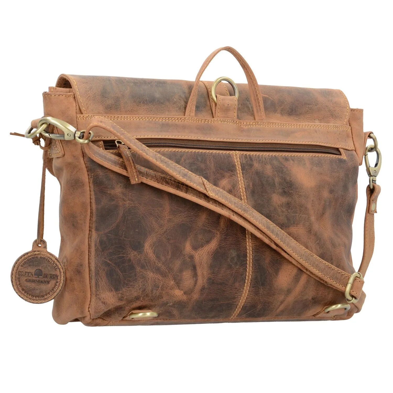 Greenburry Cartella vintage a tracolla zaino in pelle 35 cm