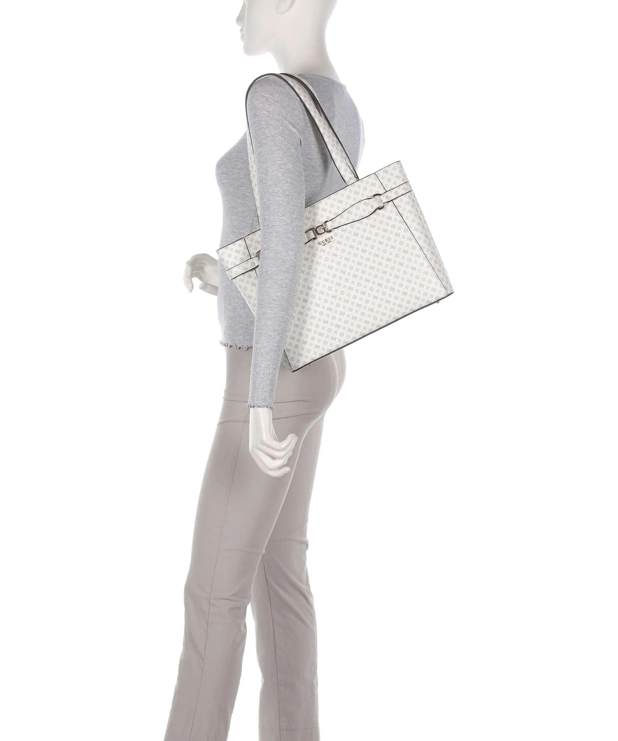  Guess Arlena Borsa shopper pelle sintetica bianco  