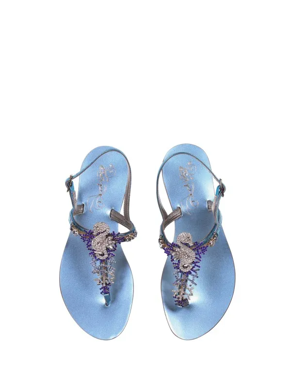 Handmade Lightblue Jewel Sandals