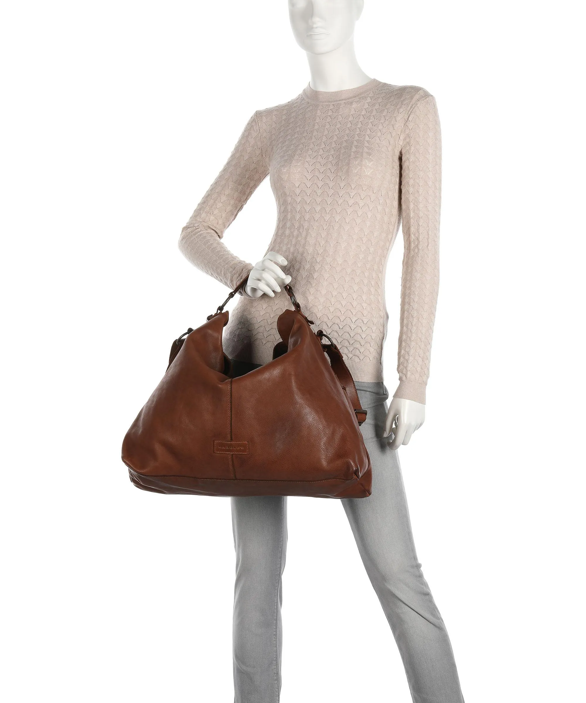  Harold's Submarine Borsa hobo pelle bovina cognac  