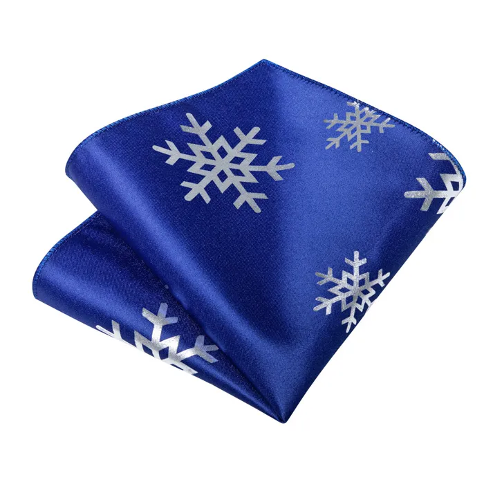 Henk ter Horst cravatta in seta con gemelli e pochette da taschino, cravatta natalizia con fiocco di neve Blu